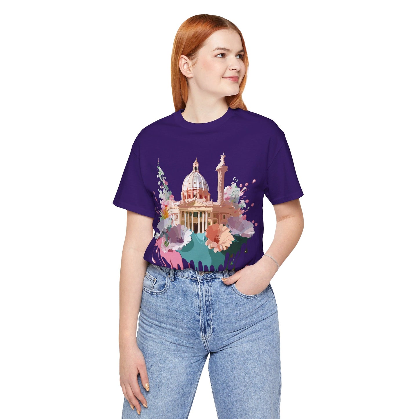 Natural Cotton Tee Shirt - Beautiful Places Collection - Rome Printify