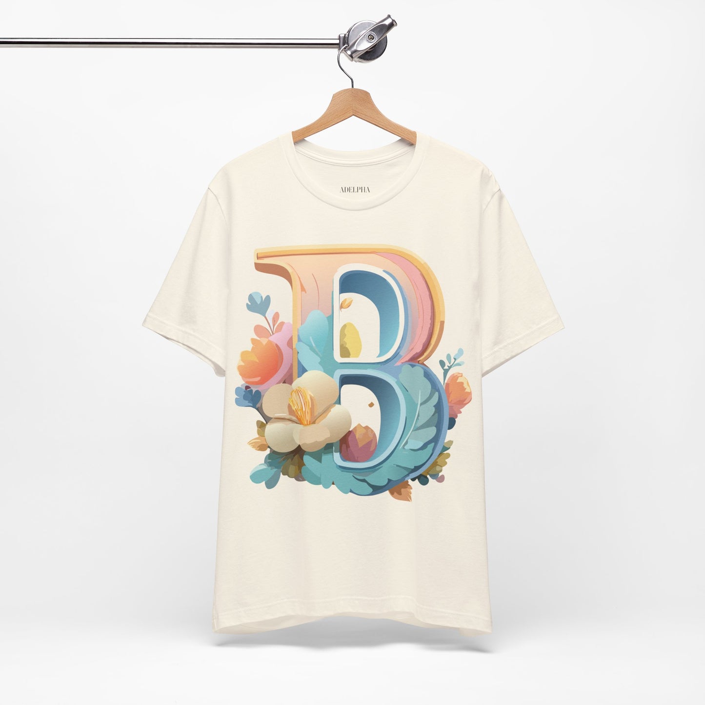 Natural Cotton Tee Shirt - Letters Collection - B Printify