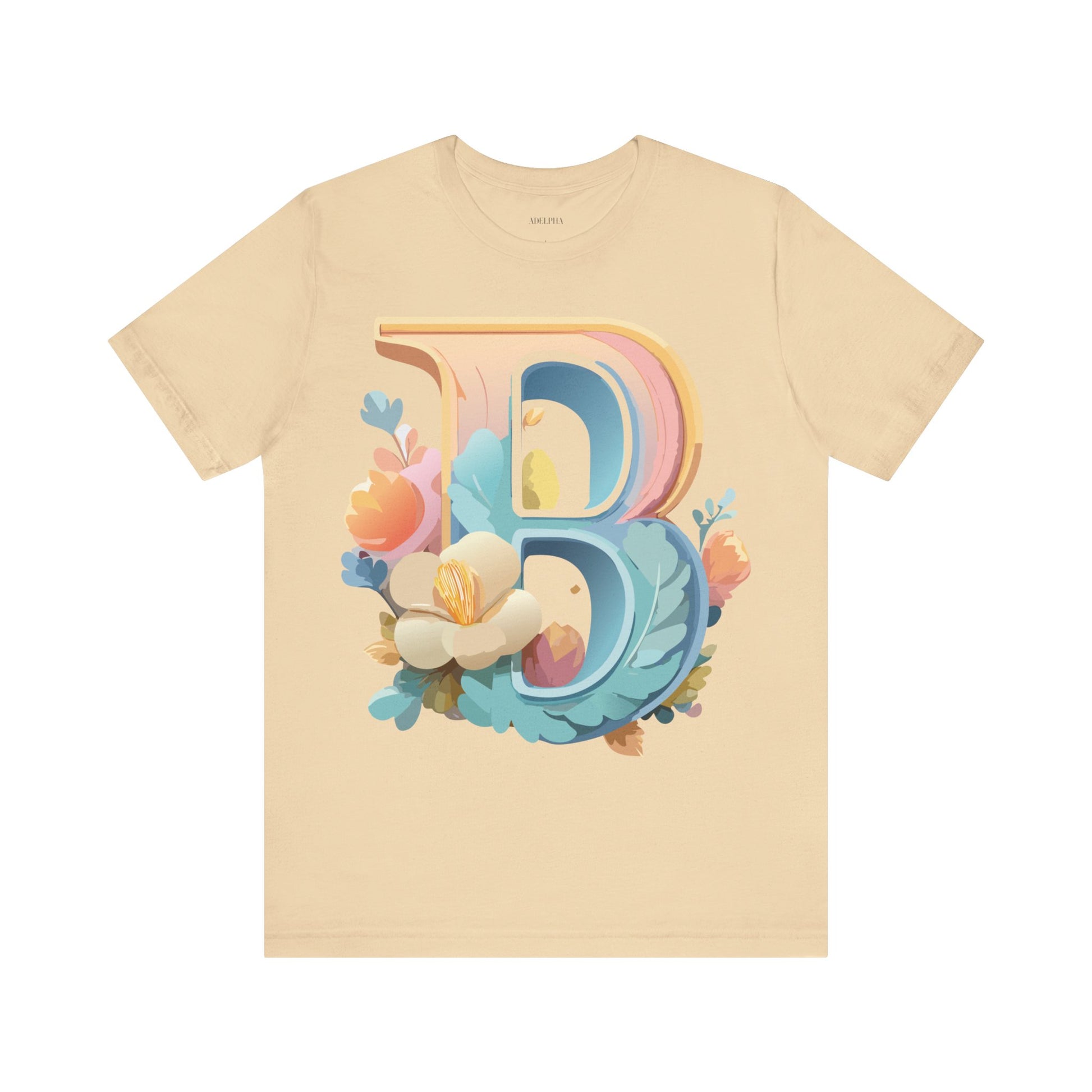 Natural Cotton Tee Shirt - Letters Collection - B Printify