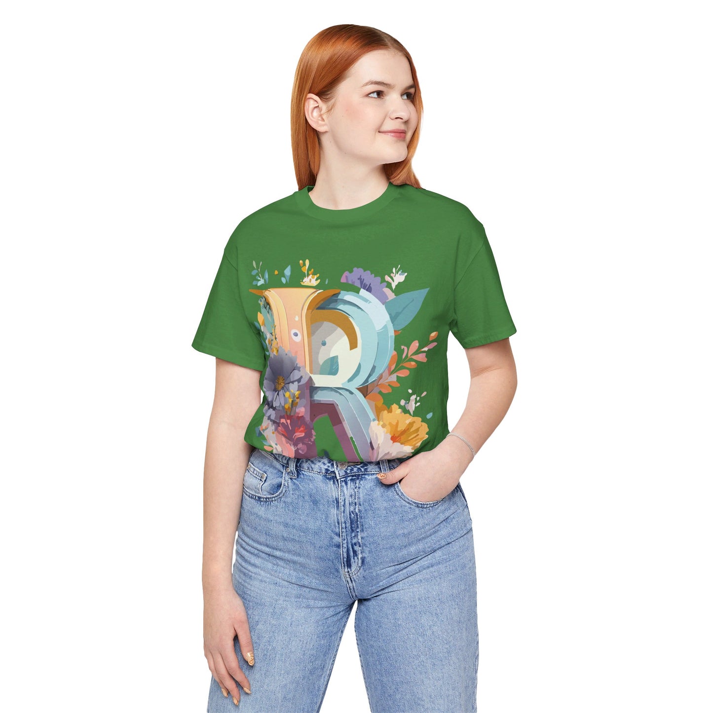 Natural Cotton Tee Shirt - Letters Collection - R Printify