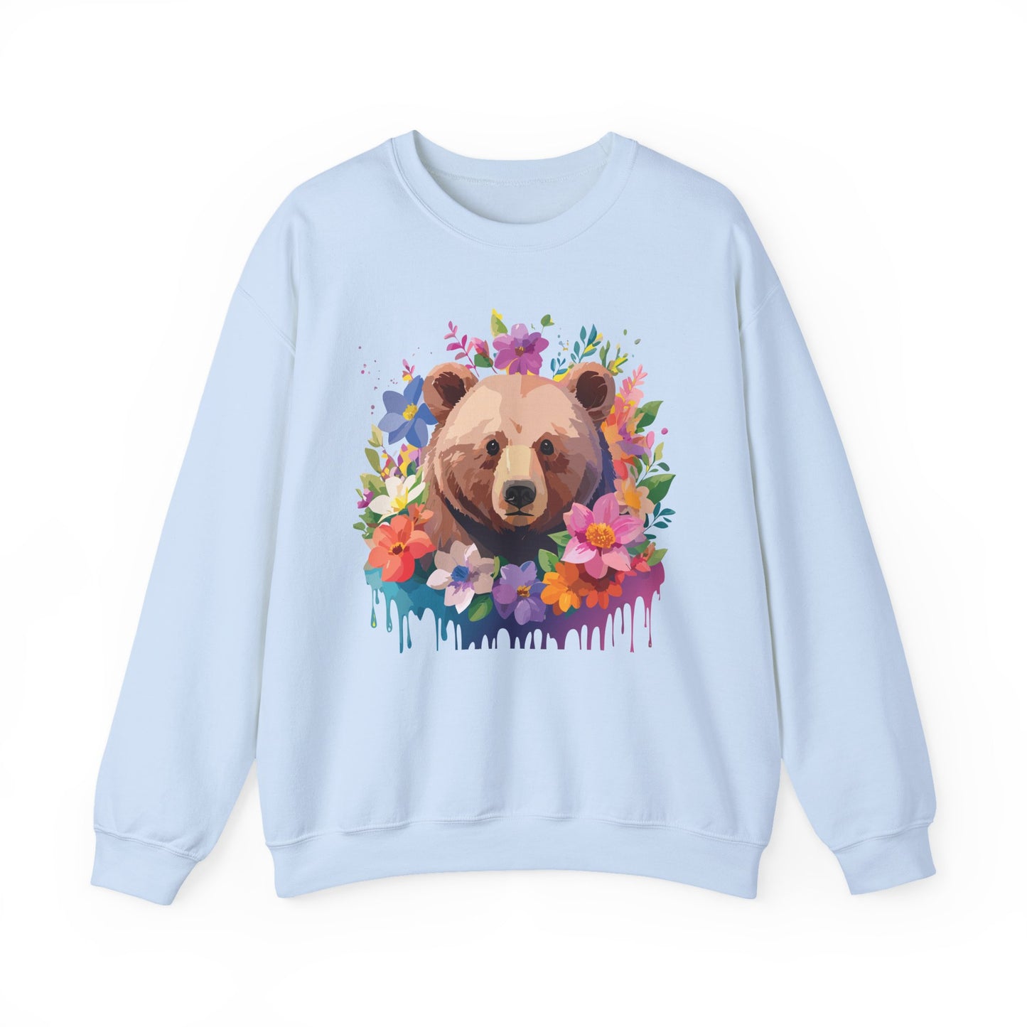 Unisex Floral Bear Sweatshirt, Animals Sweatshirt, Floral Sweatshirt, Art Design Sweatshirt