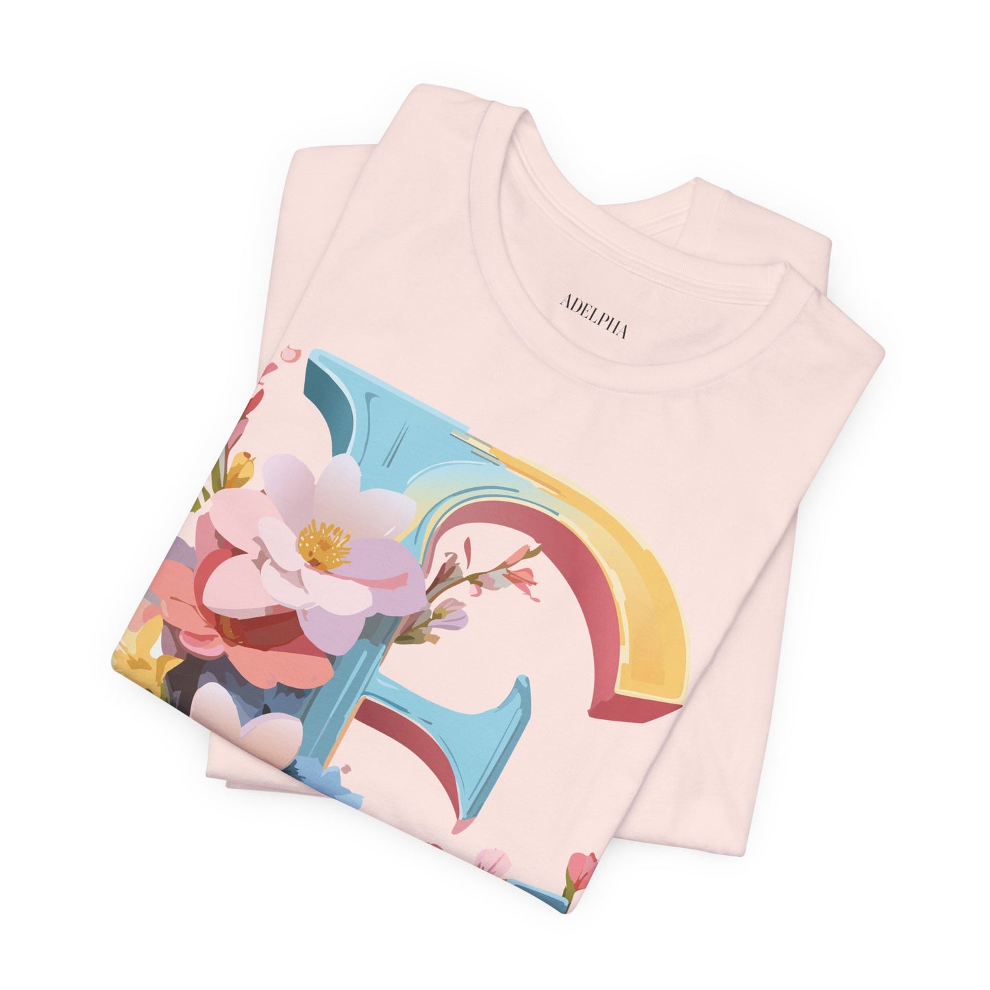 Natural Cotton Tee Shirt - Letters Collection - E Printify