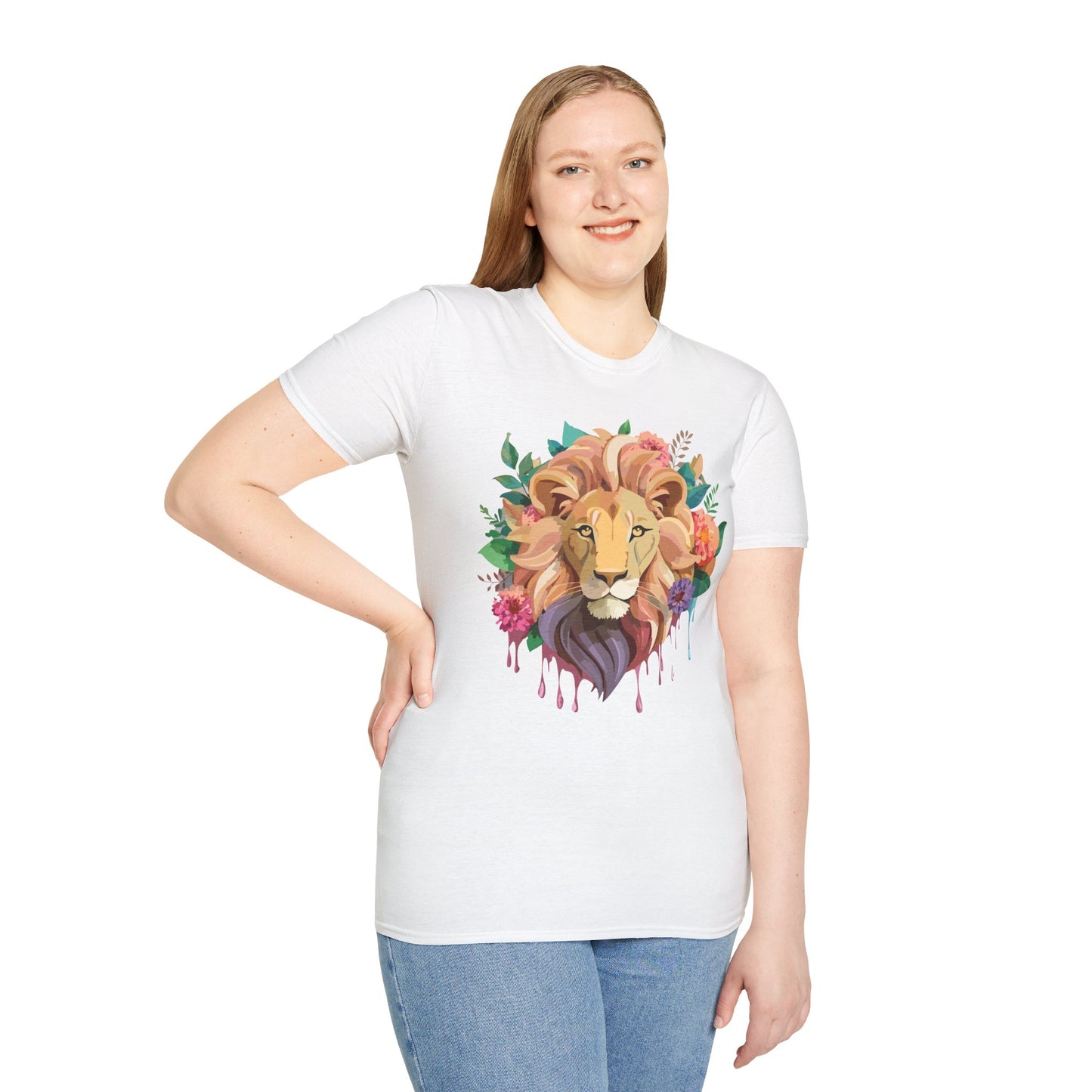 Lion Shirt, Shirt with Lion, Floral Lion Tee, Shirt with Animals