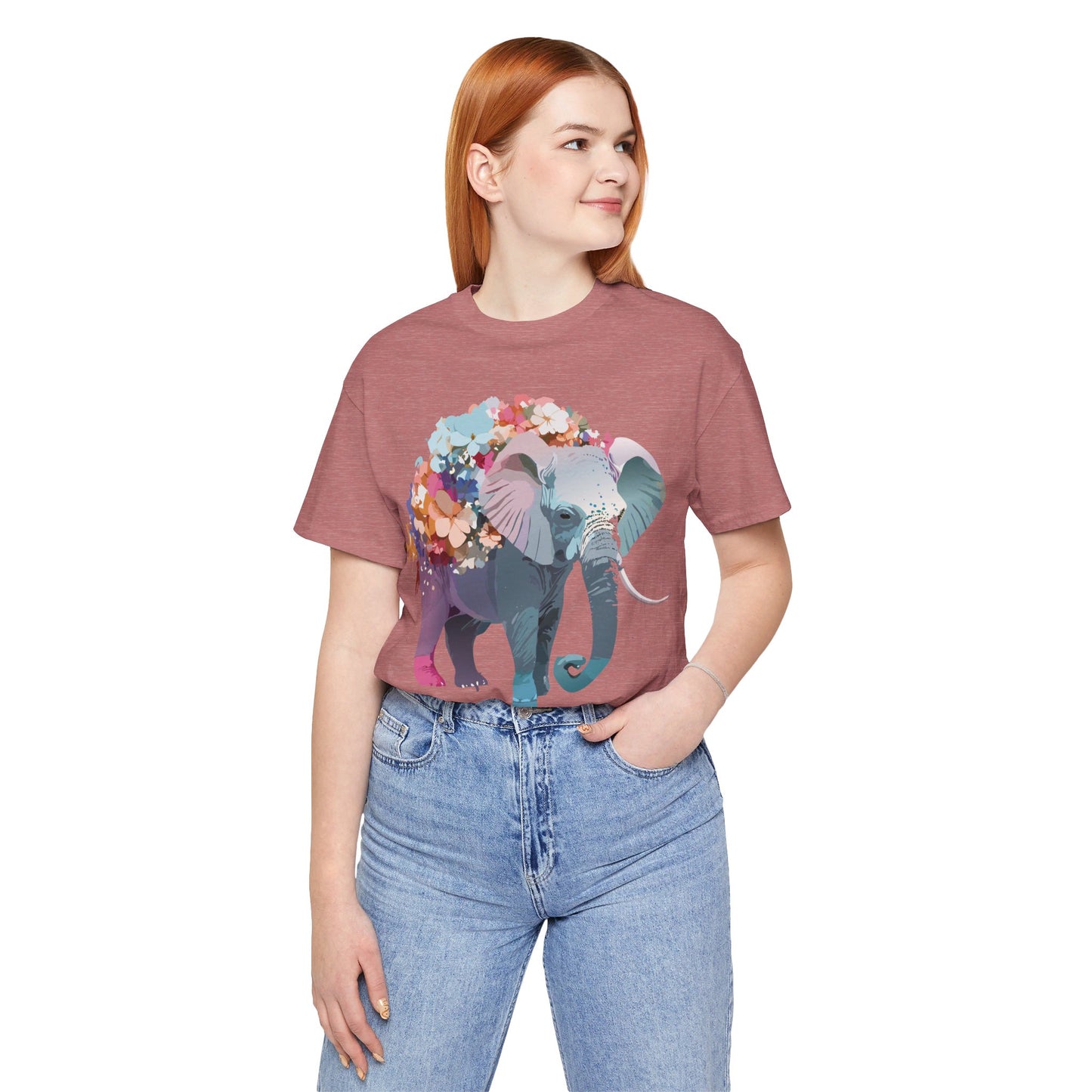 Natural Cotton Tee Shirt with Elephant Printify