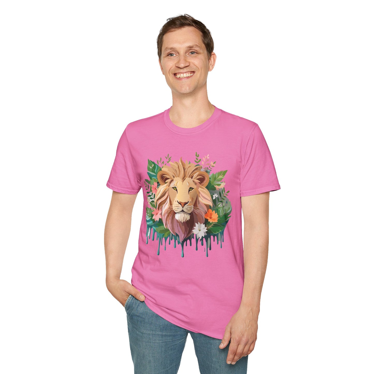 Lion Shirt, Shirt with Lion, Floral Lion Tee, Shirt with Animals