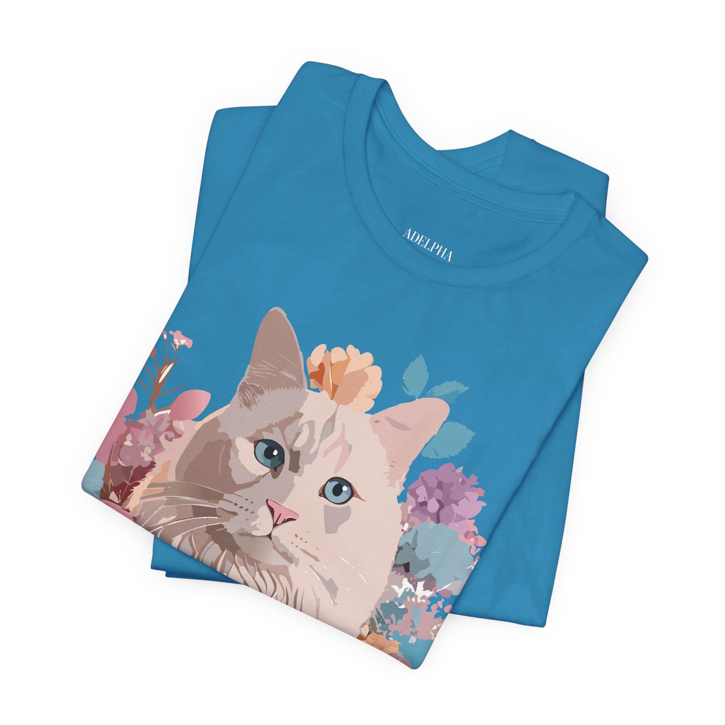Natural Cotton Tee Shirt with Cat Printify