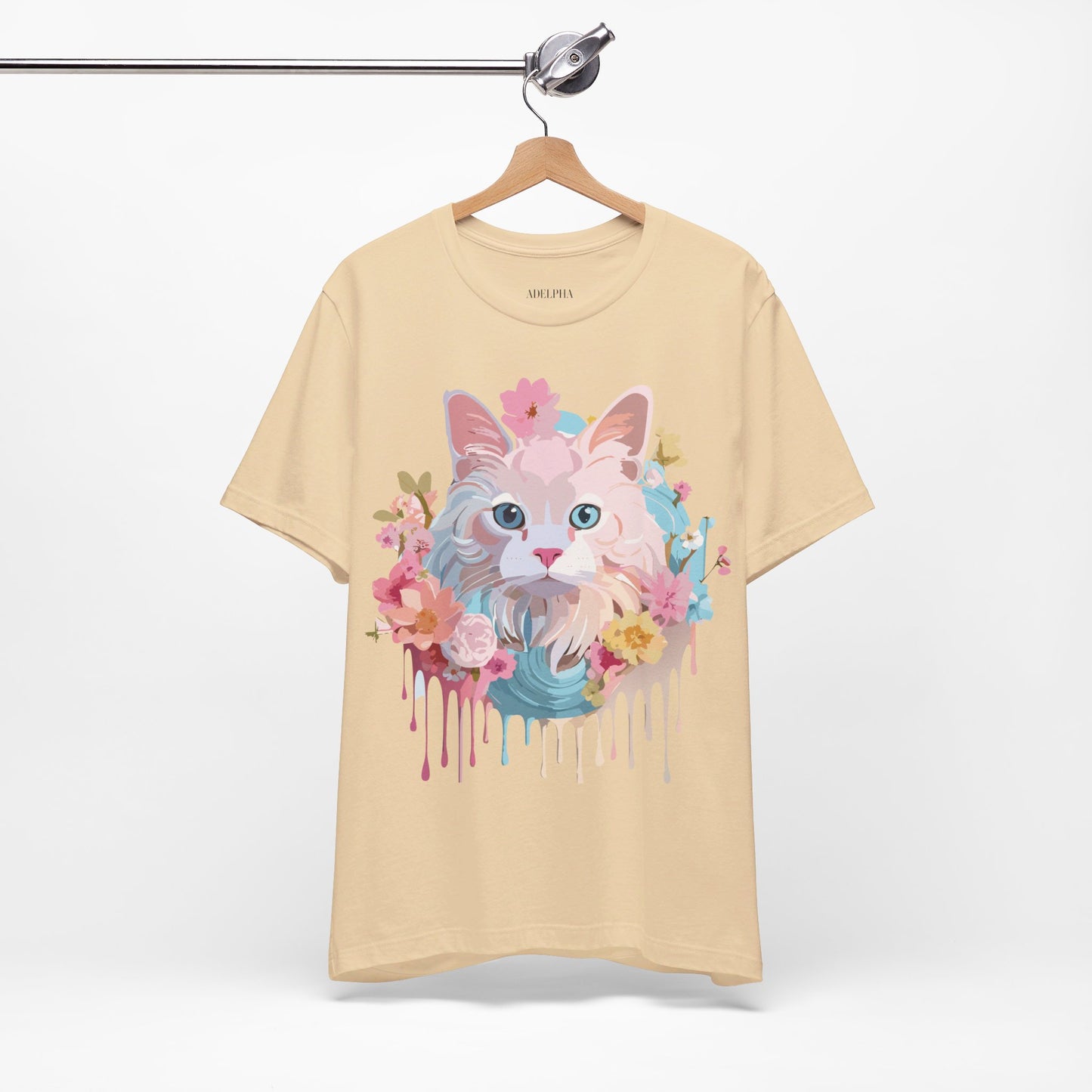 Natural Cotton Tee Shirt with Cat Printify