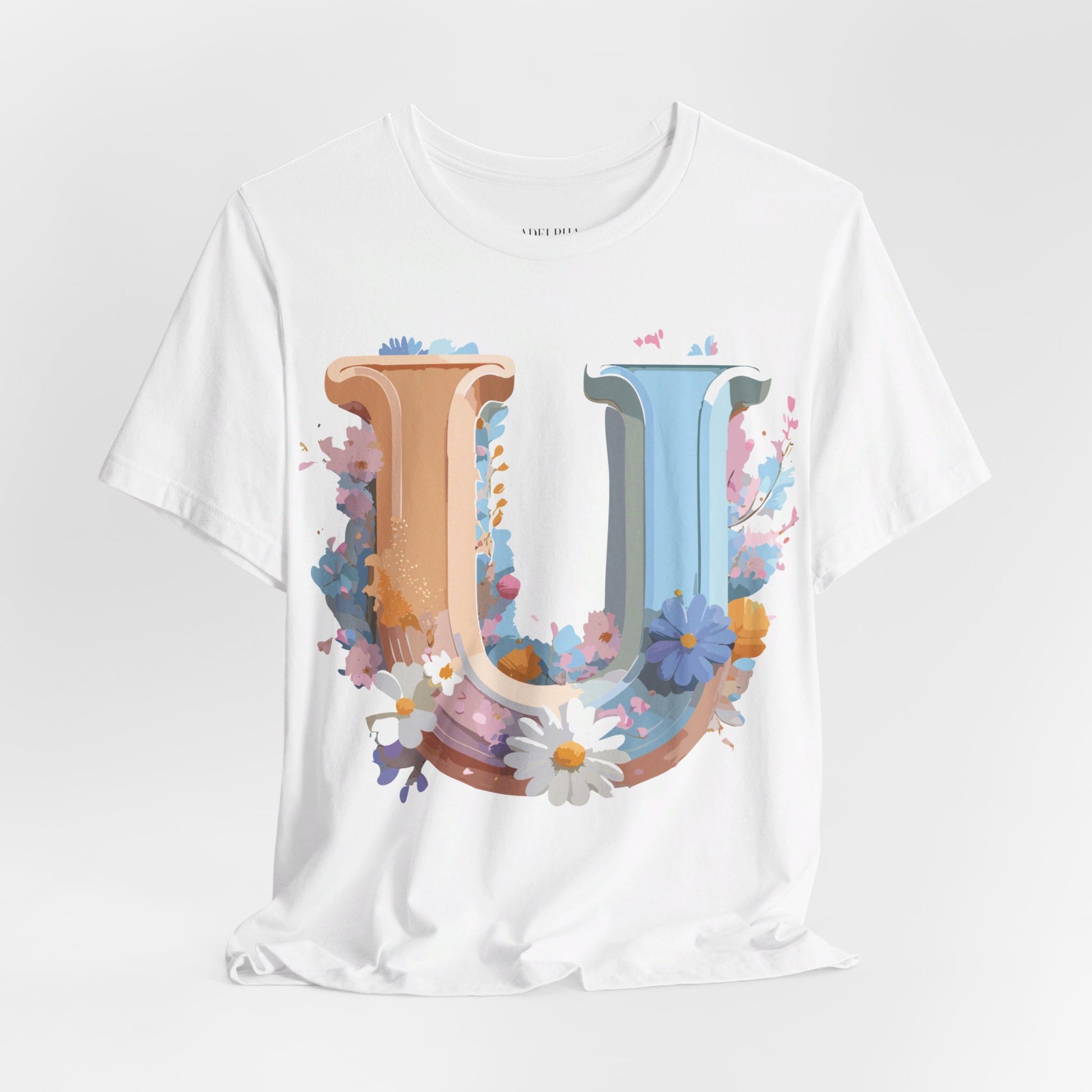 Natural Cotton Tee Shirt - Letters Collection - U Printify