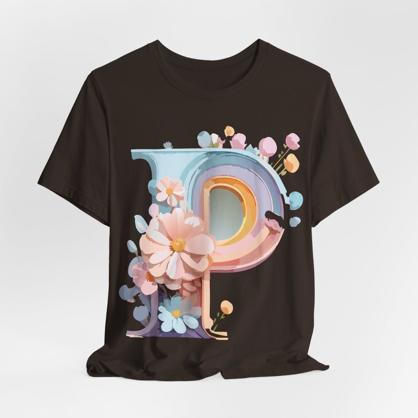 Natural Cotton Tee Shirt - Letters Collection - P Printify
