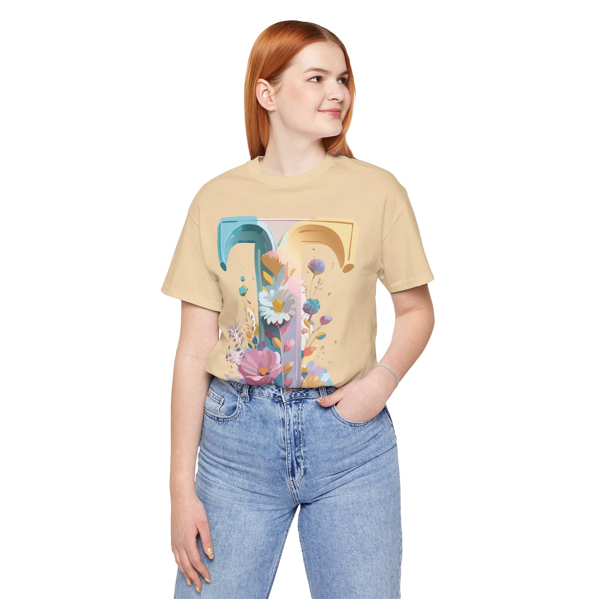 Natural Cotton Tee Shirt - Letters Collection - T Printify