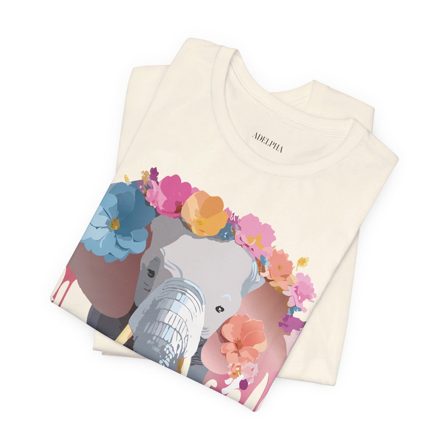 Natural Cotton Tee Shirt with Elephant Printify