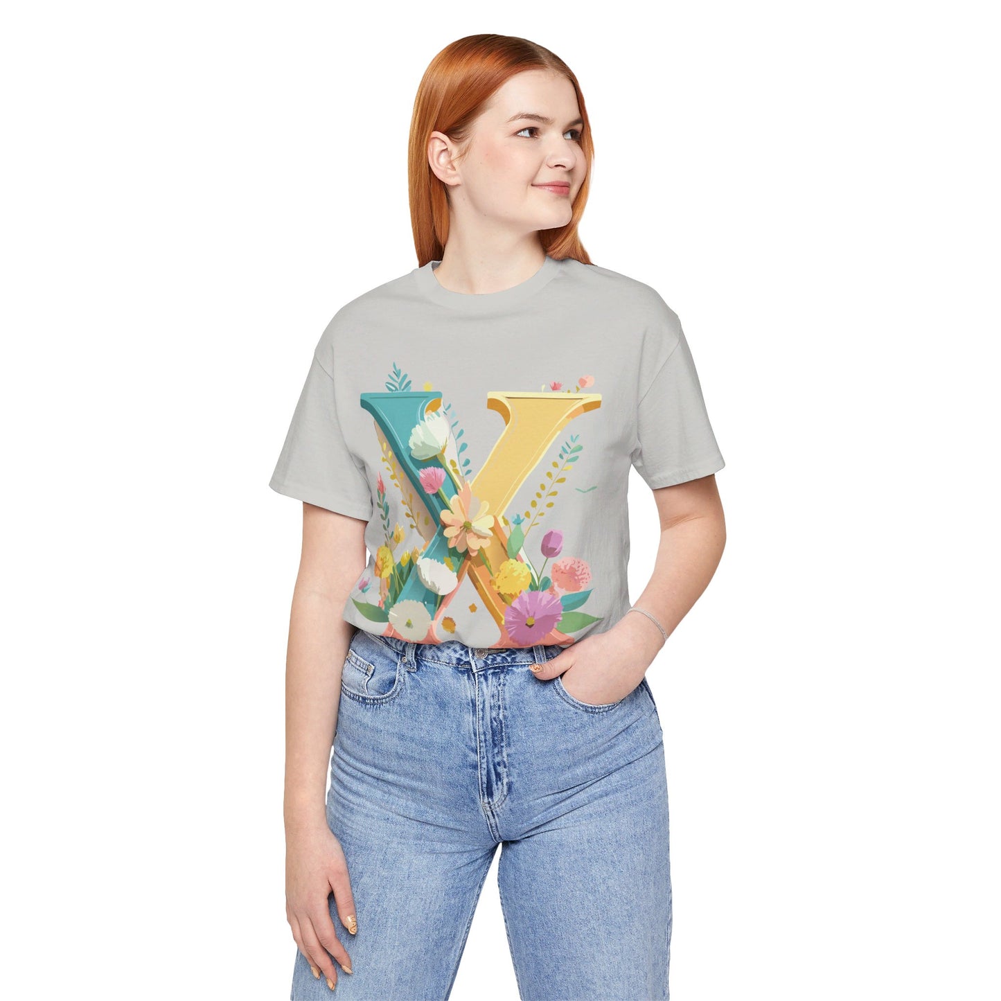 Natural Cotton Tee Shirt - Letters Collection - X Printify
