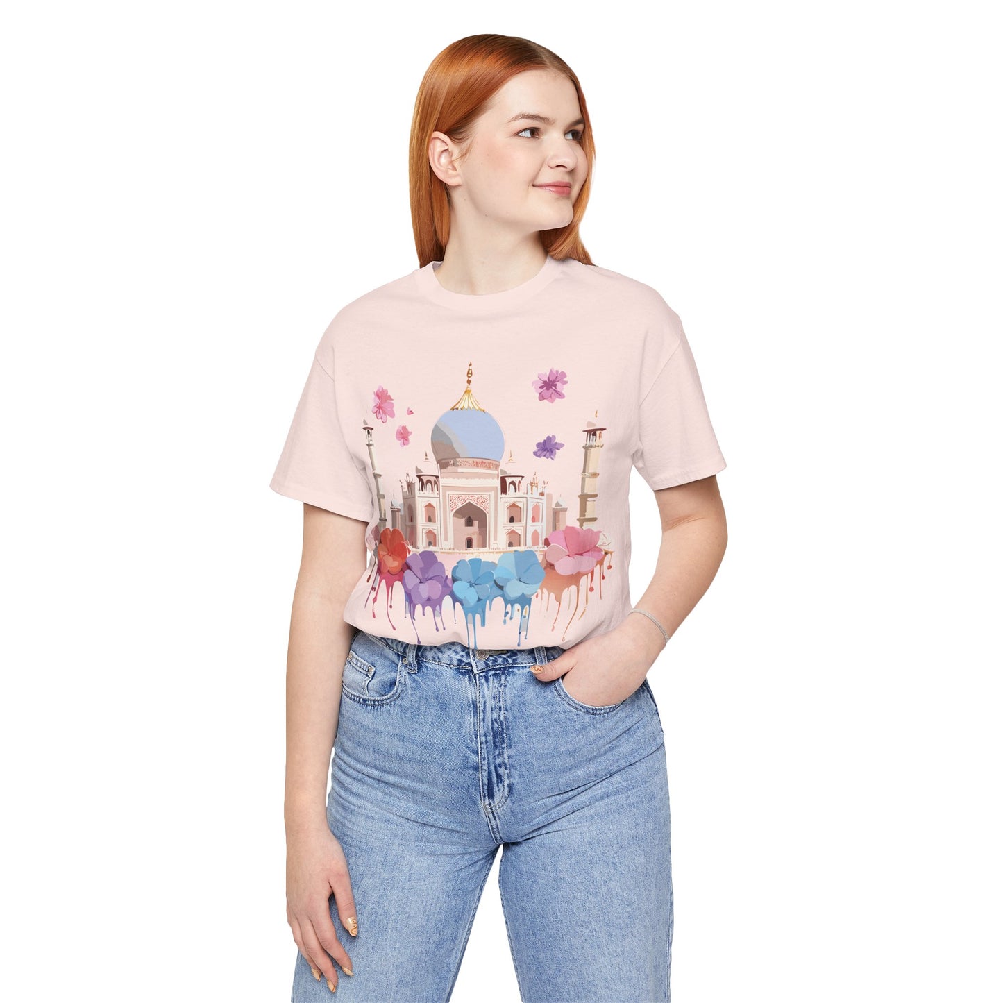 Natural Cotton Tee Shirt - Taj Mahal, India Printify