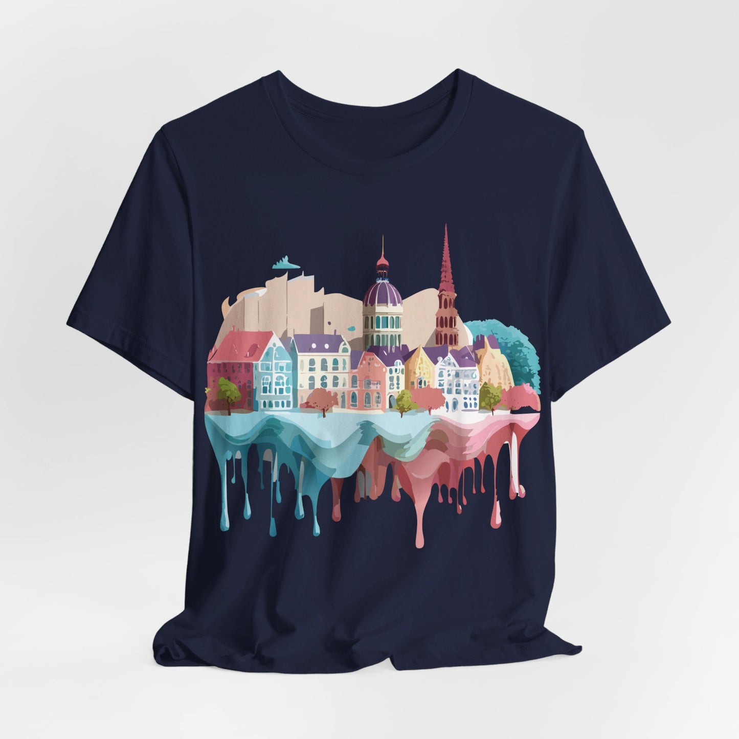 Natural Cotton Tee Shirt - Beautiful Places Collection - Warnemünde and Rostock - Germany Printify