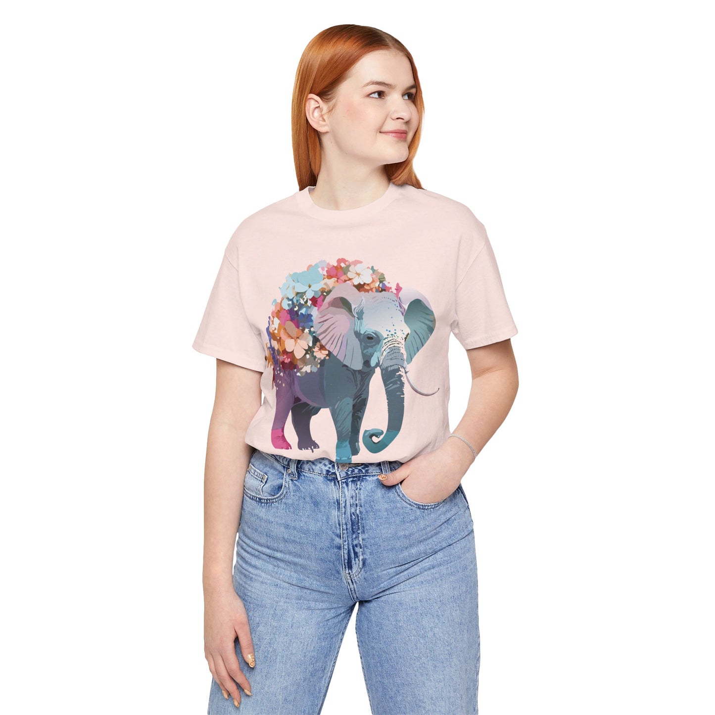 Natural Cotton Tee Shirt with Elephant Printify