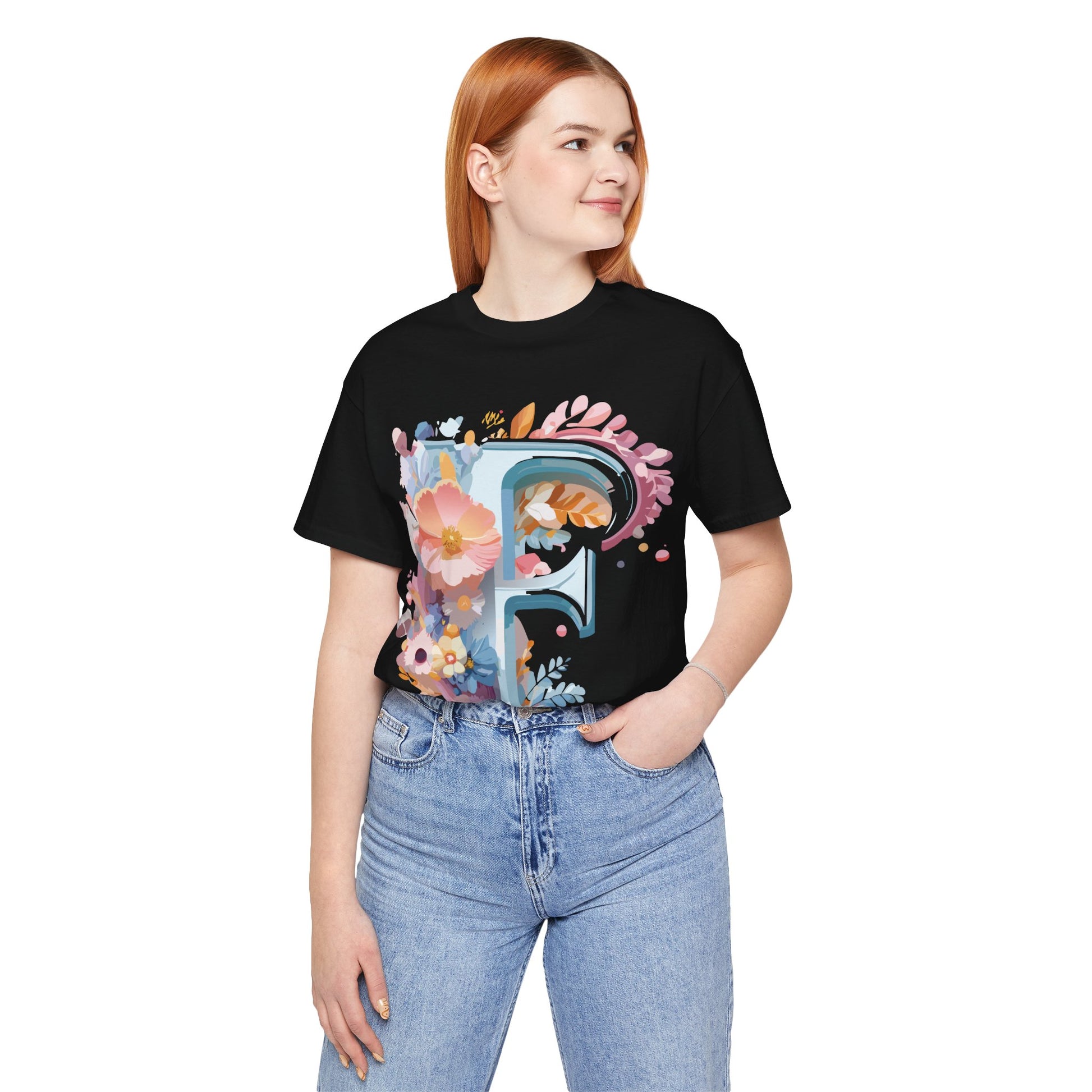 Natural Cotton Tee Shirt - Letters Collection - F Printify