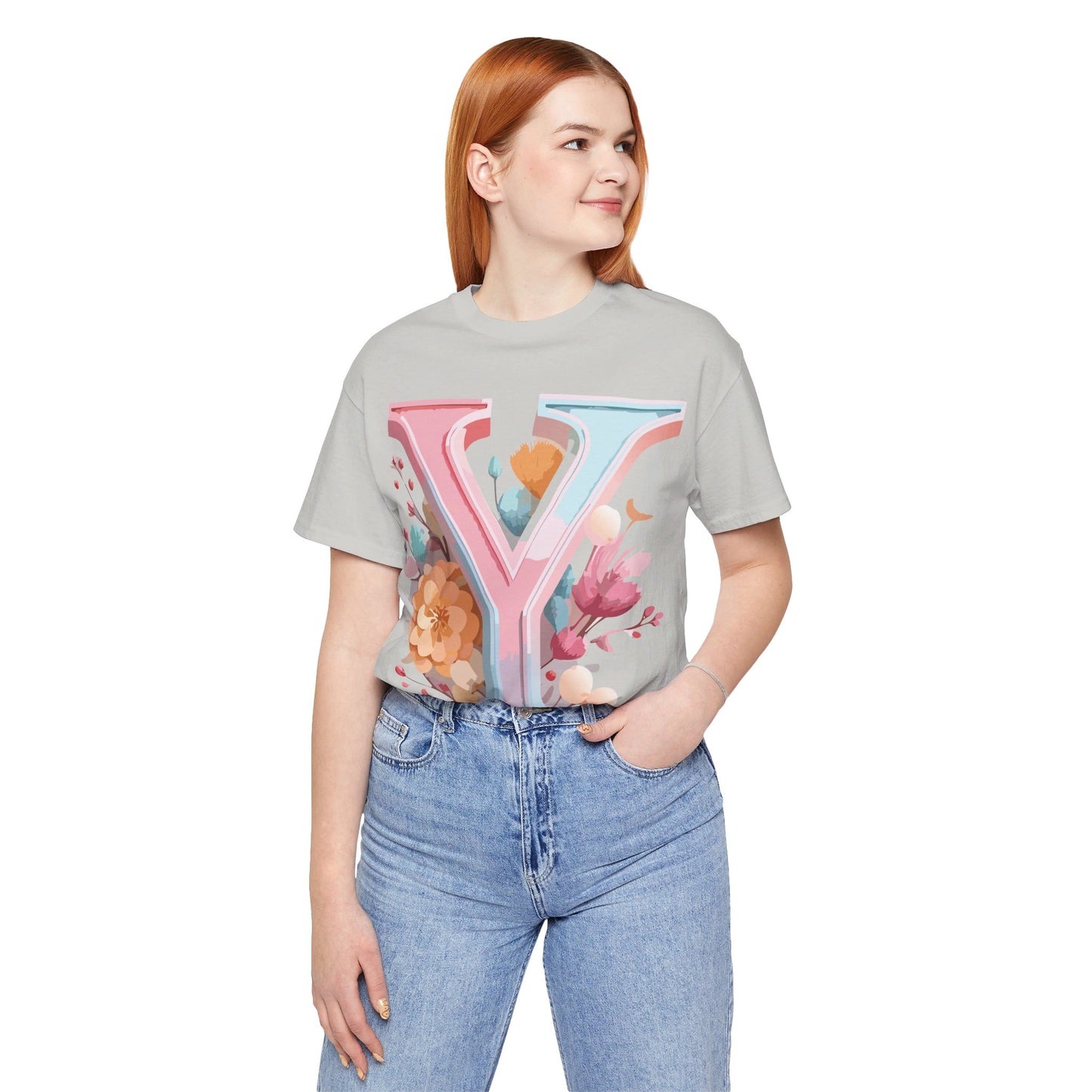 Natural Cotton Tee Shirt - Letters Collection - Y Printify