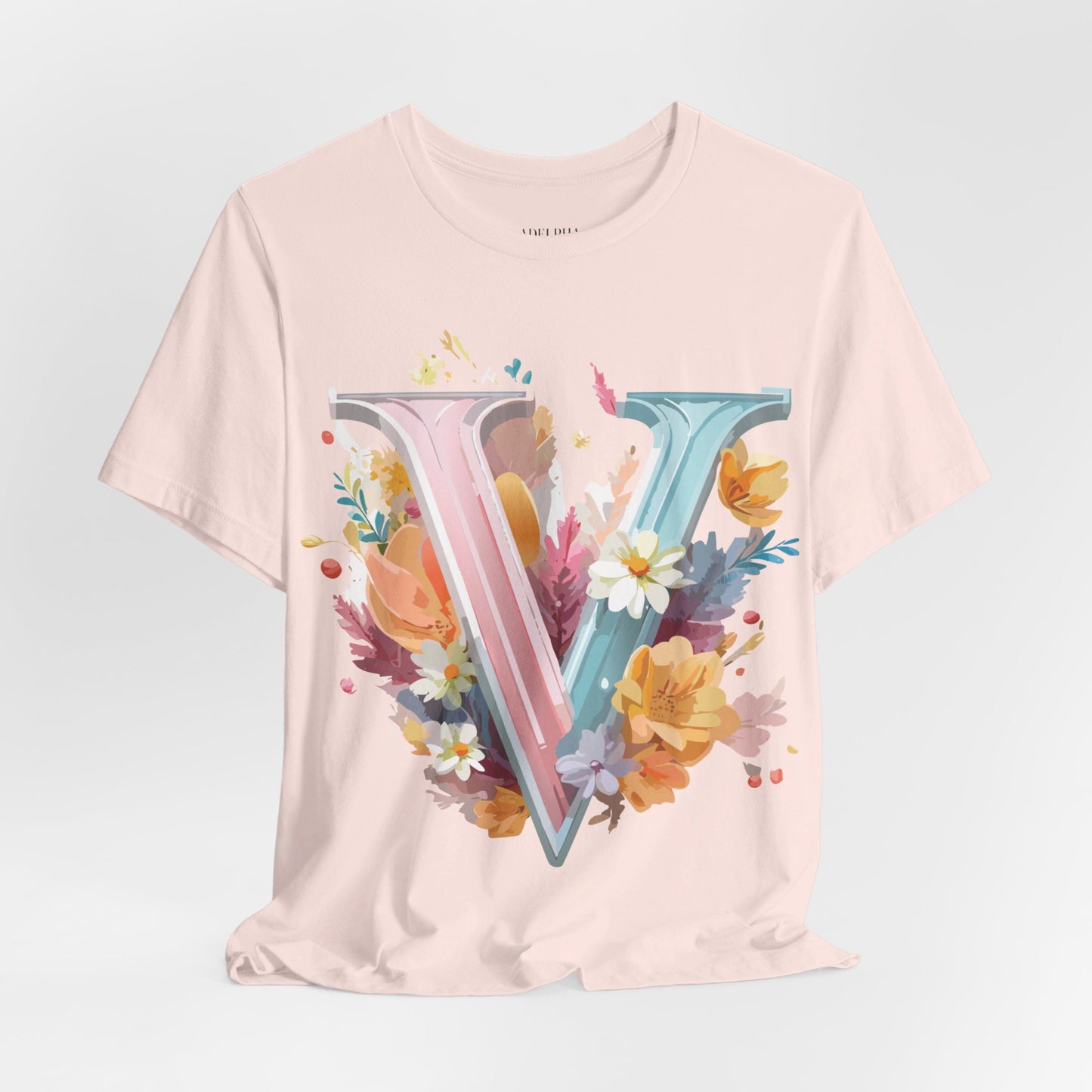 Natural Cotton Tee Shirt - Letters Collection - V Printify