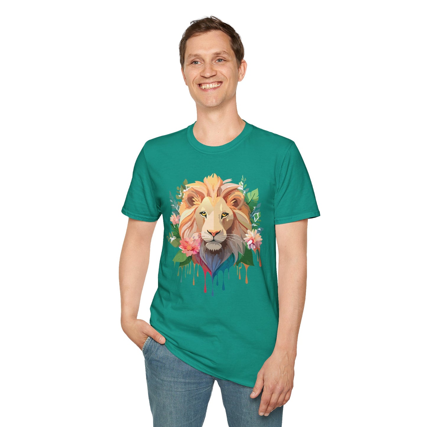 Lion Shirt, Shirt with Lion, Floral Lion Tee, Shirt with Animals