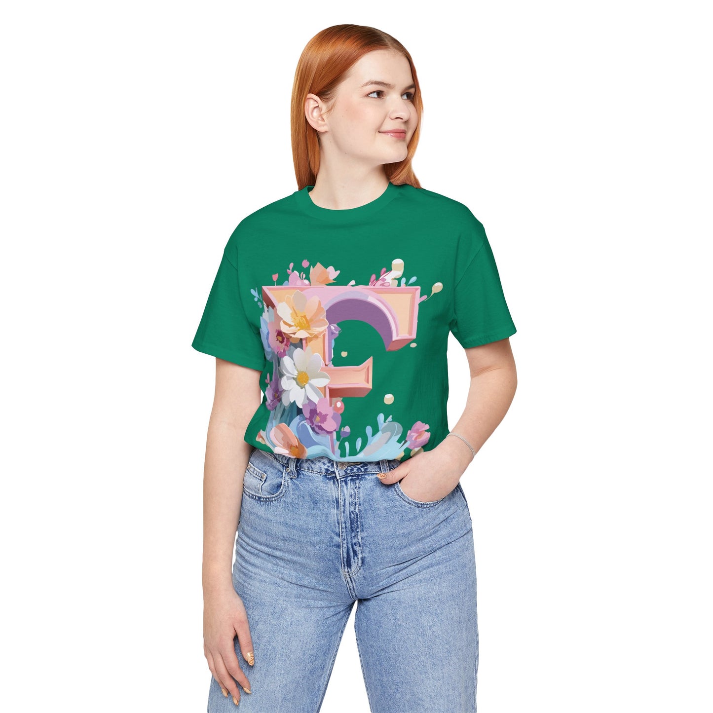 Natural Cotton Tee Shirt - Letters Collection - E Printify