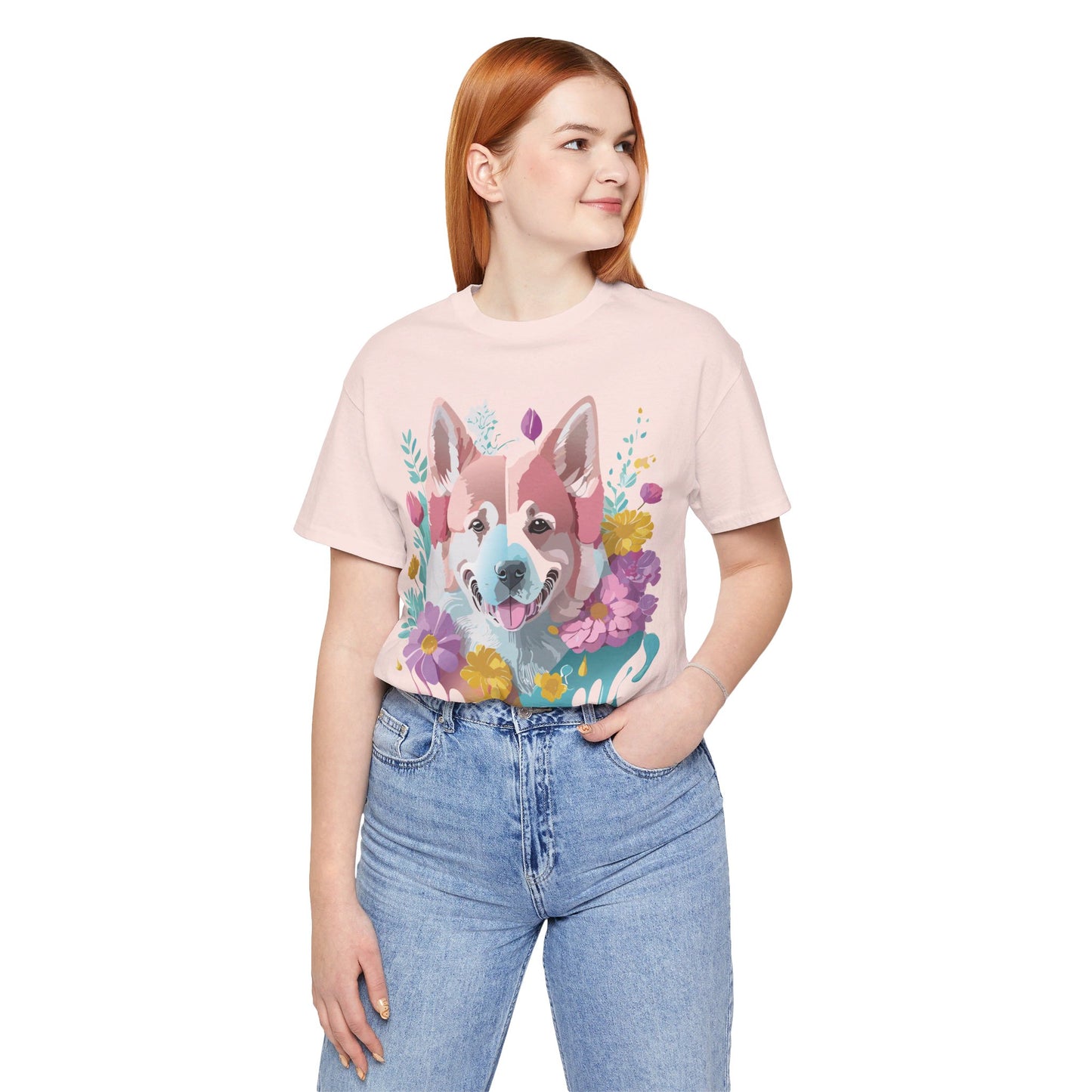 Natural Cotton Tee Shirt with Dog Printify