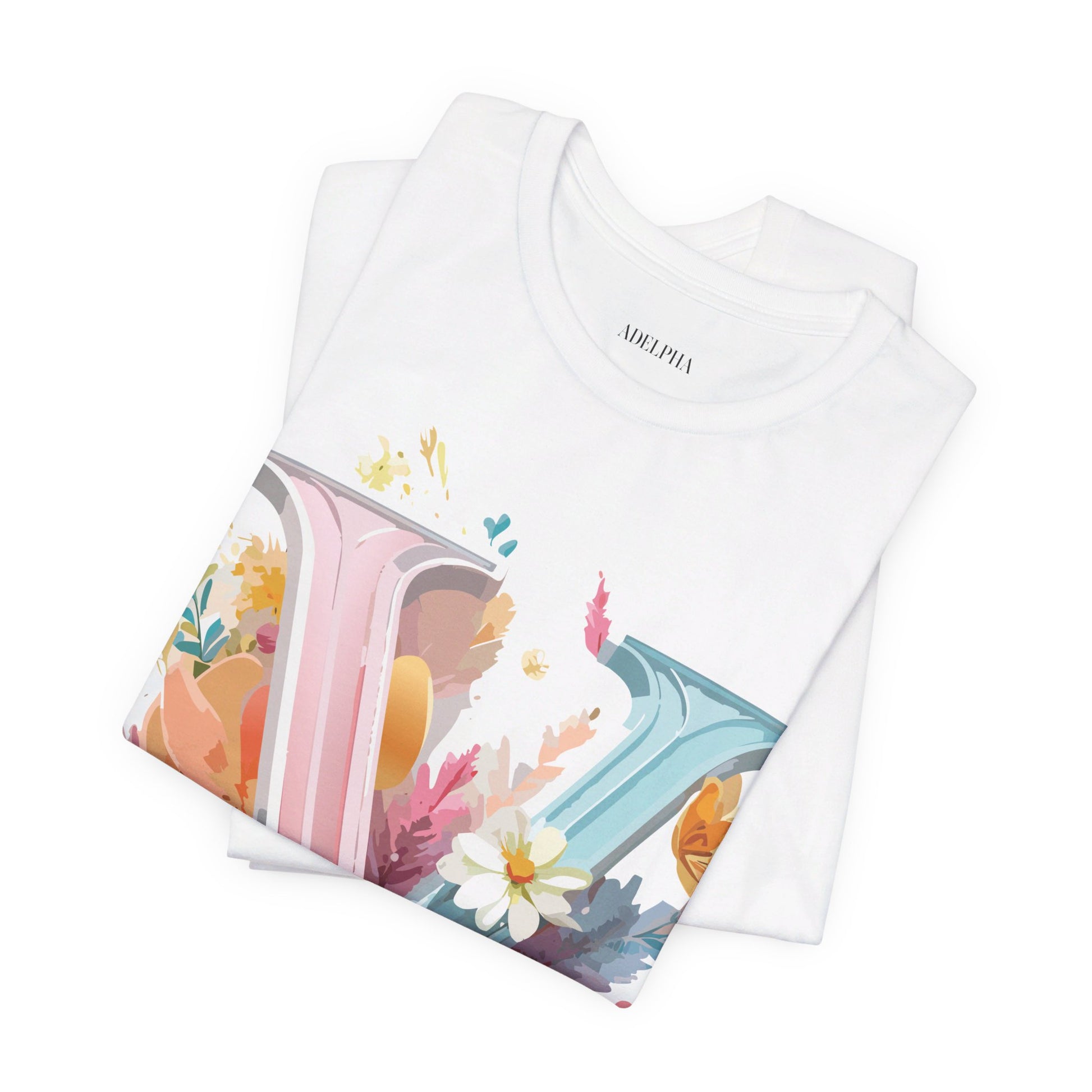 Natural Cotton Tee Shirt - Letters Collection - V Printify
