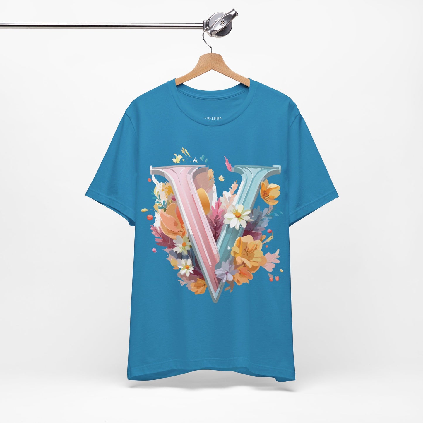 Natural Cotton Tee Shirt - Letters Collection - V Printify