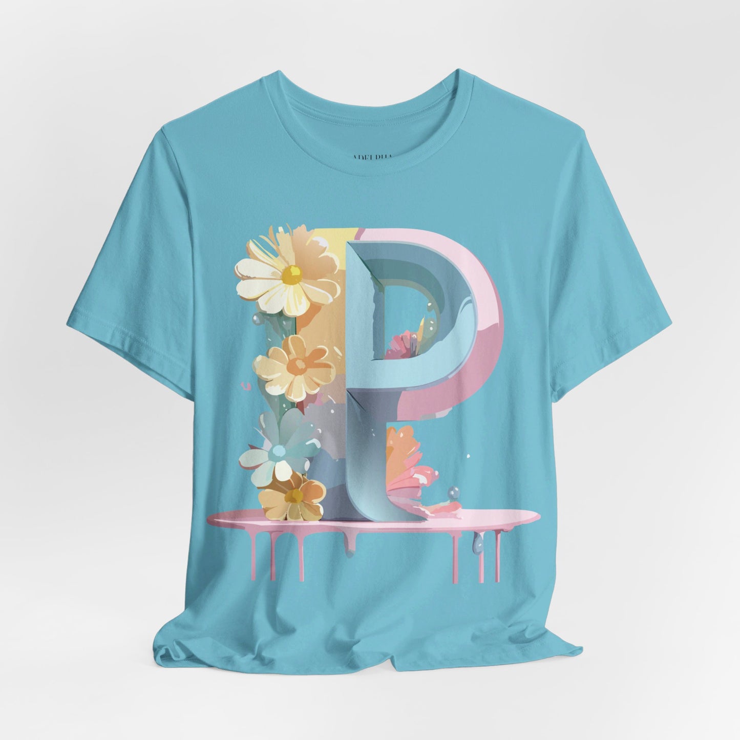 Natural Cotton Tee Shirt - Letters Collection - P Printify