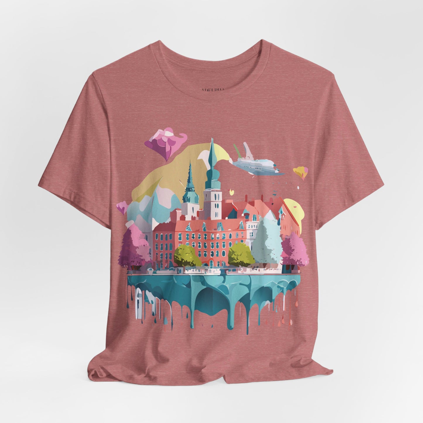 Natural Cotton Tee Shirt - Beautiful Places Collection - Warnemünde and Rostock - Germany Printify