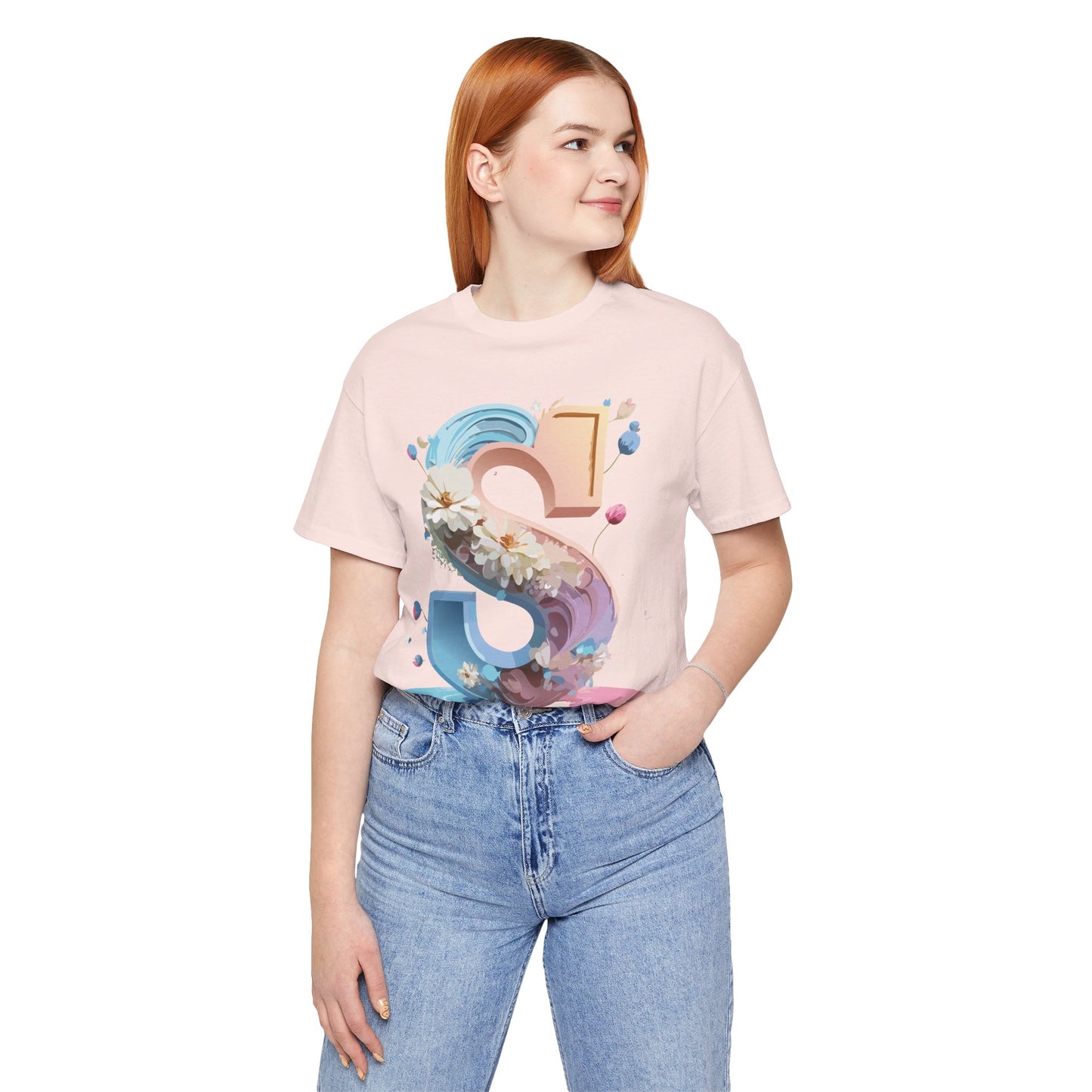 Natural Cotton Tee Shirt - Letters Collection - S Printify