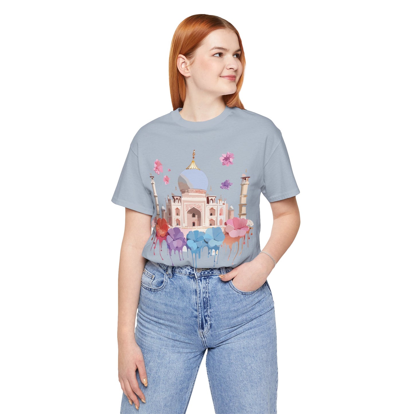 Natural Cotton Tee Shirt - Taj Mahal, India Printify