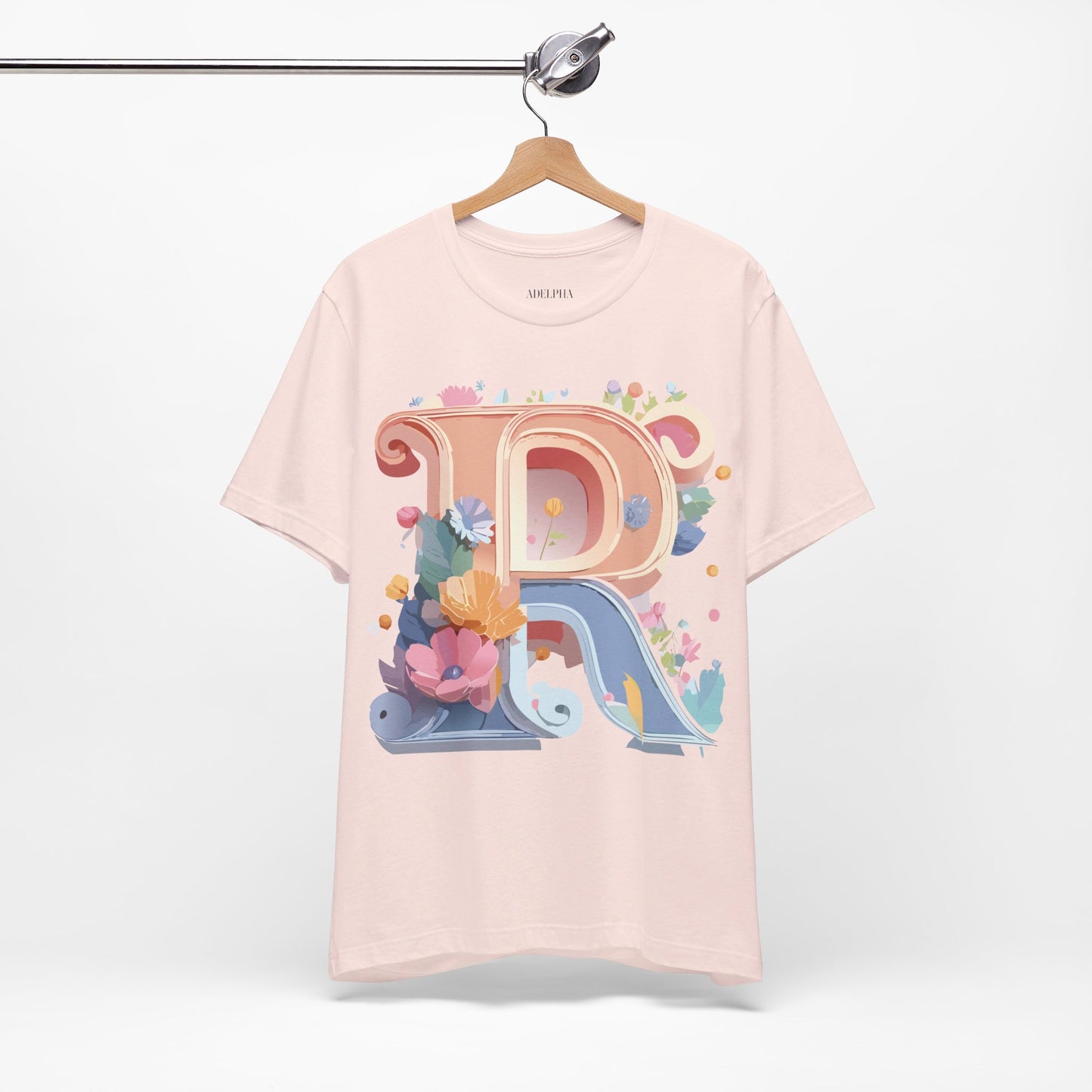 Natural Cotton Tee Shirt - Letters Collection - R Printify