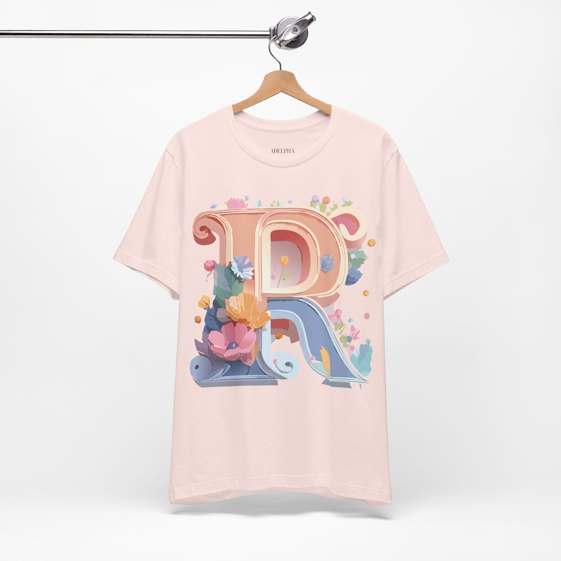 Natural Cotton Tee Shirt - Letters Collection - R Printify