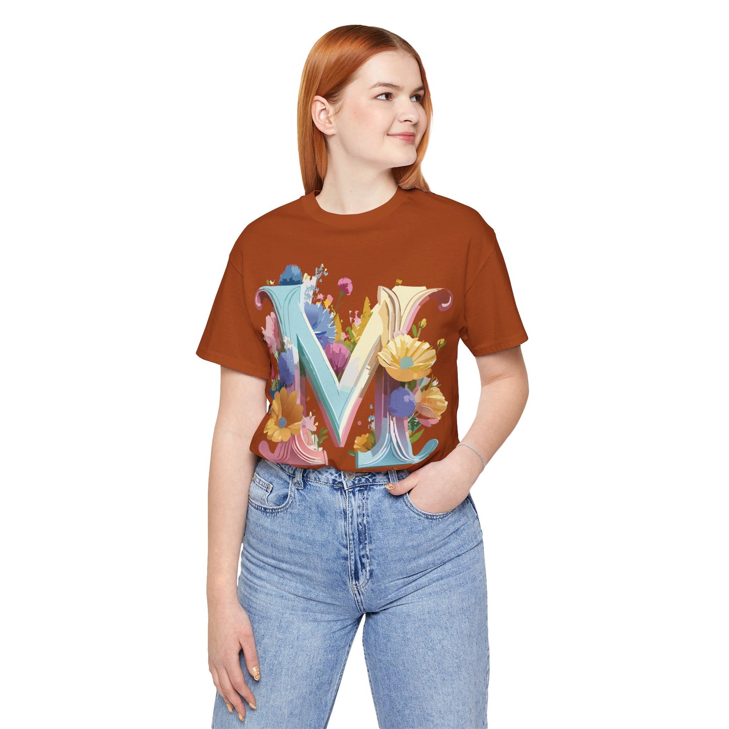 Natural Cotton Tee Shirt - Letters Collection - M Printify