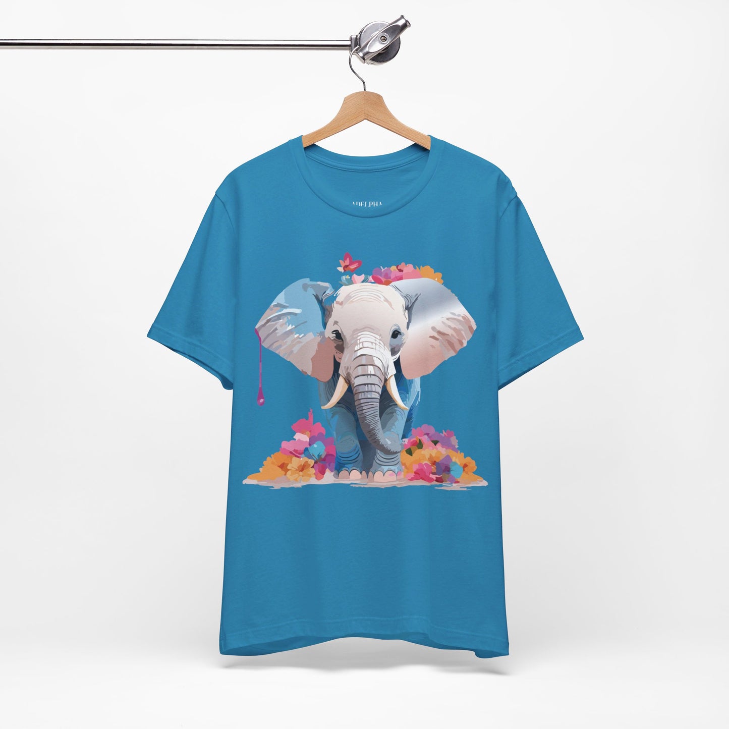 Natural Cotton Tee Shirt with Elephant Printify