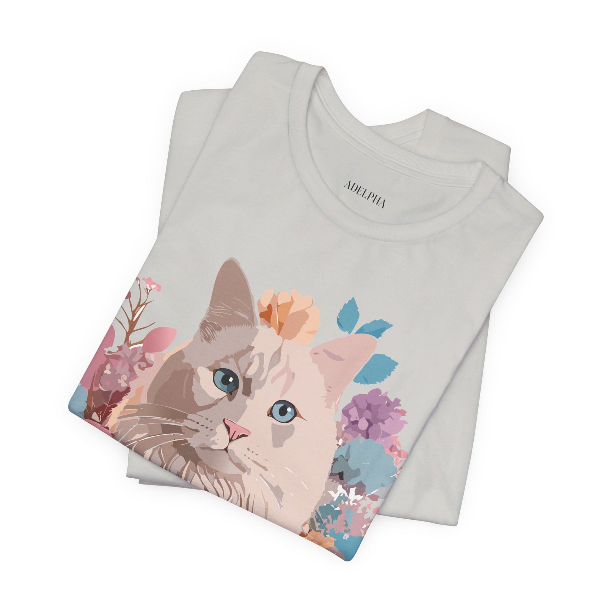 Natural Cotton Tee Shirt with Cat Printify