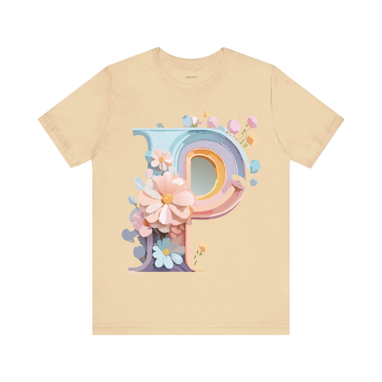 Natural Cotton Tee Shirt - Letters Collection - P Printify