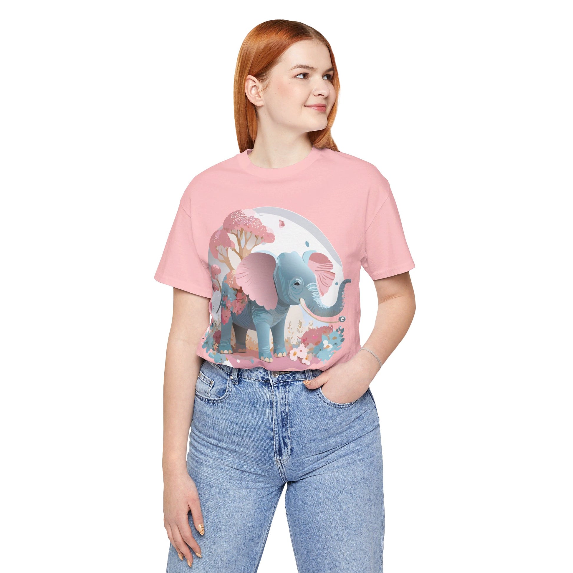 Natural Cotton Tee Shirt with Elephant Printify