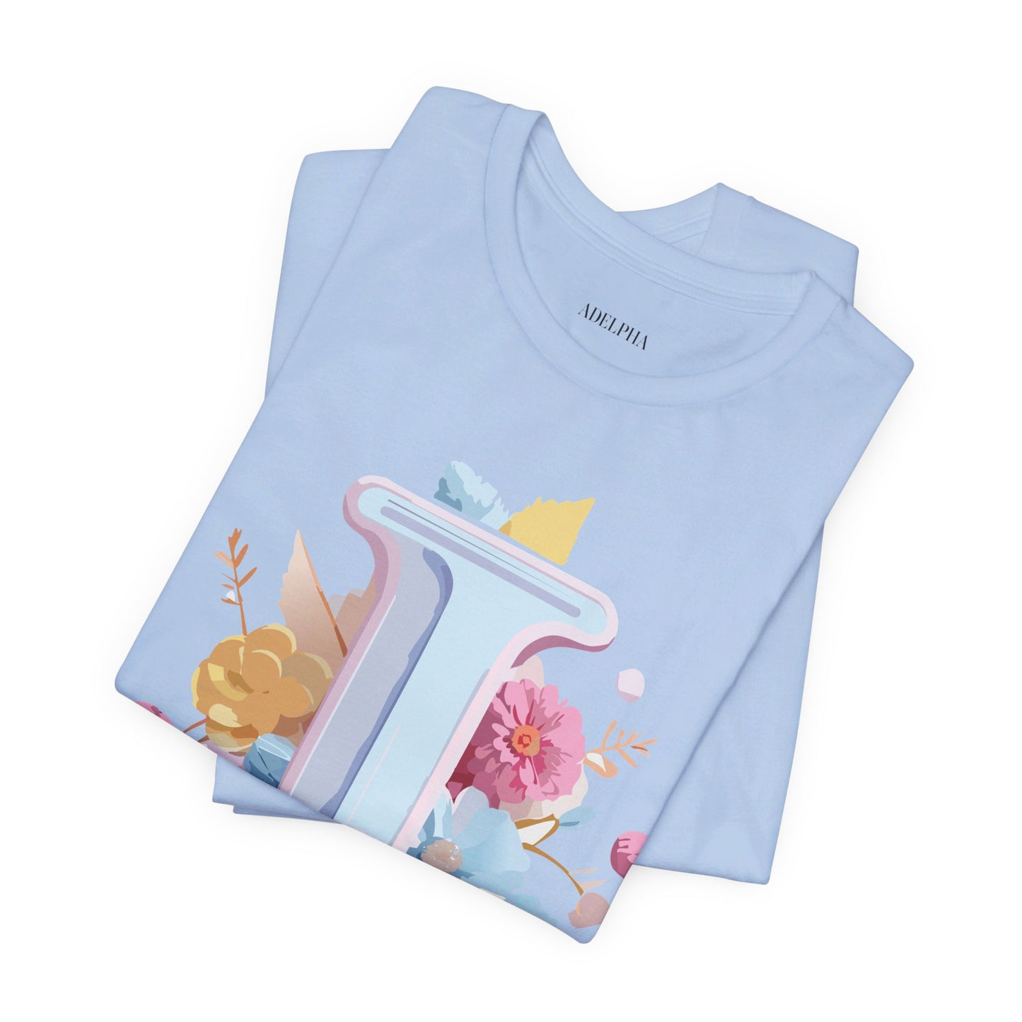 Natural Cotton Tee Shirt - Letters Collection - I Printify