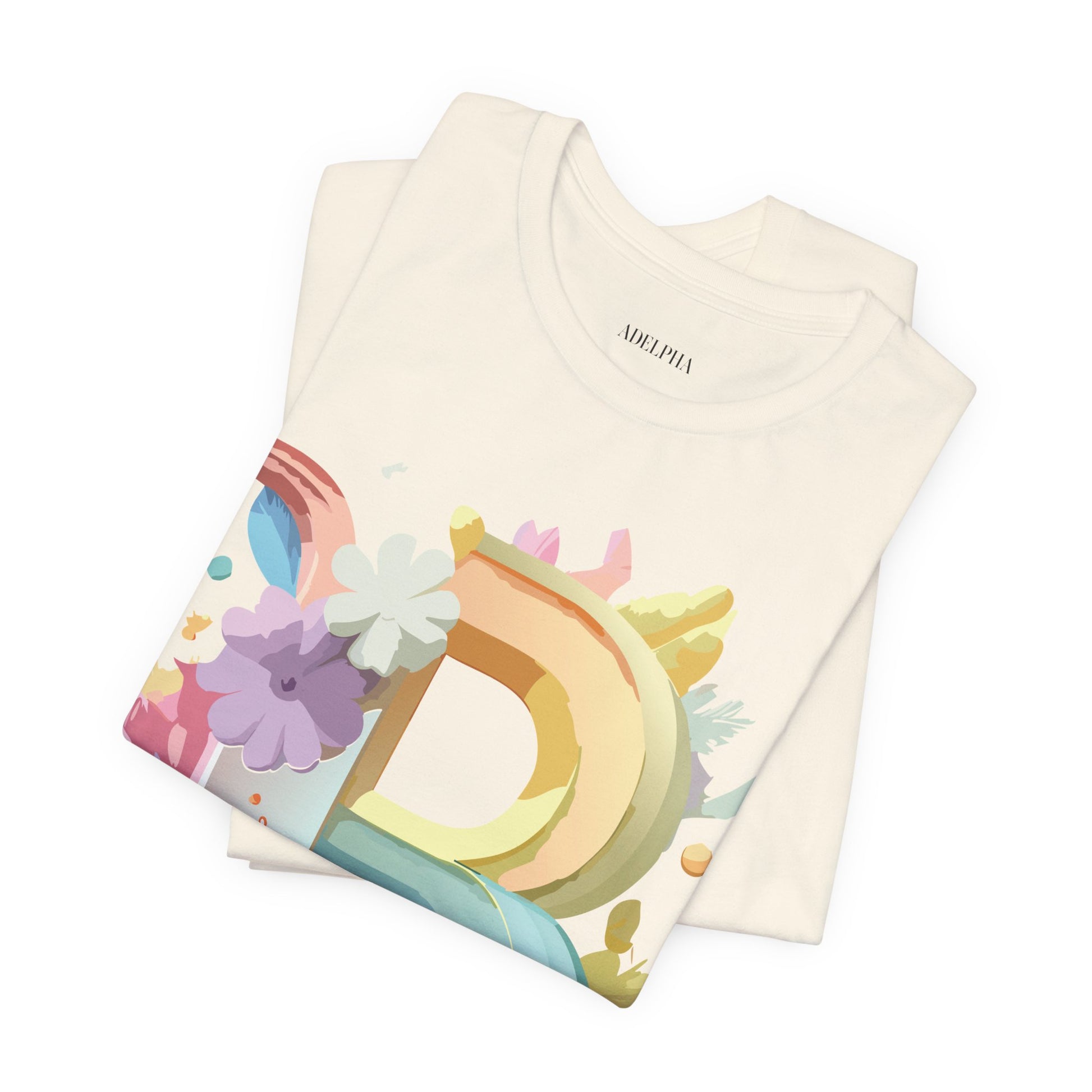 Natural Cotton Tee Shirt - Letters Collection - B Printify