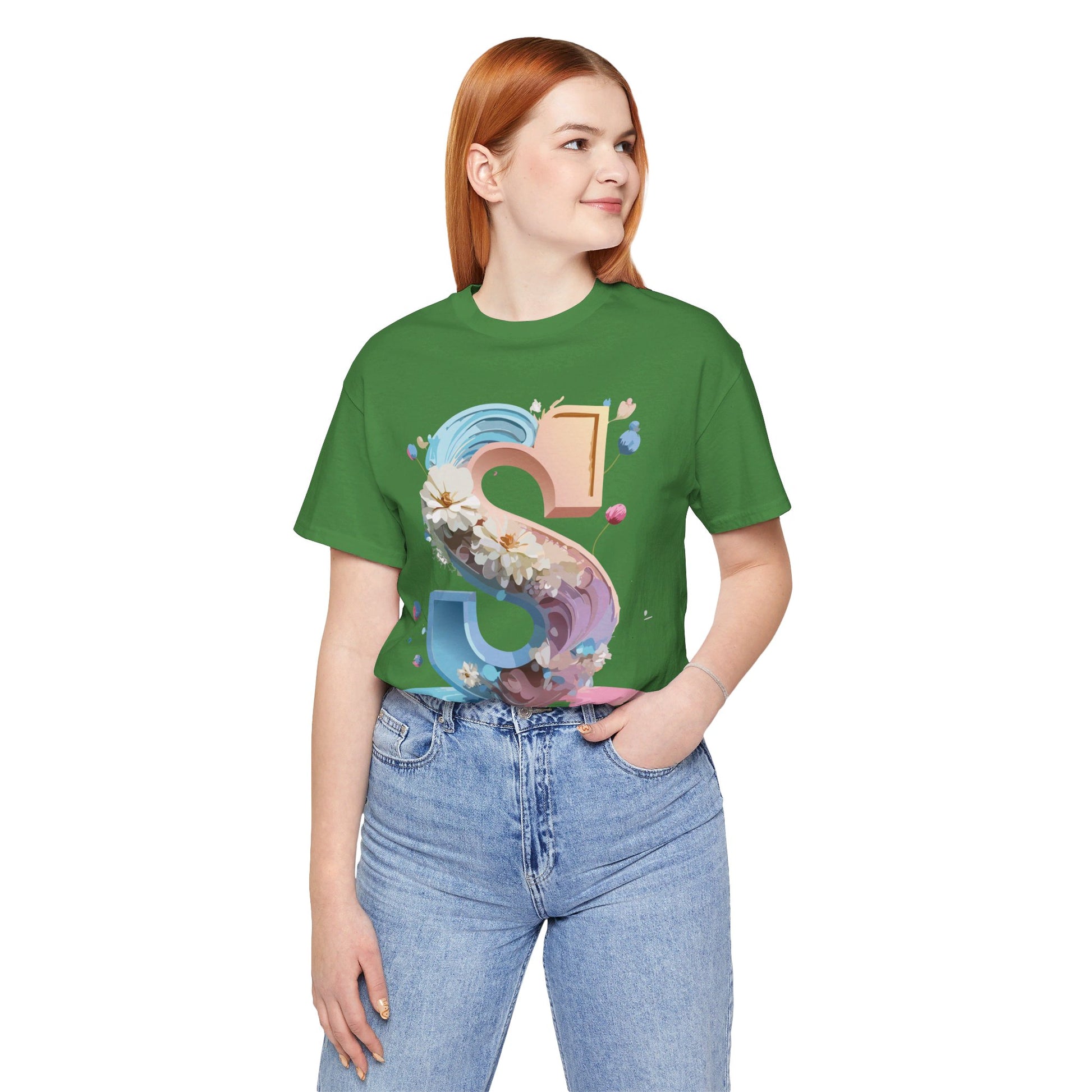 Natural Cotton Tee Shirt - Letters Collection - S Printify