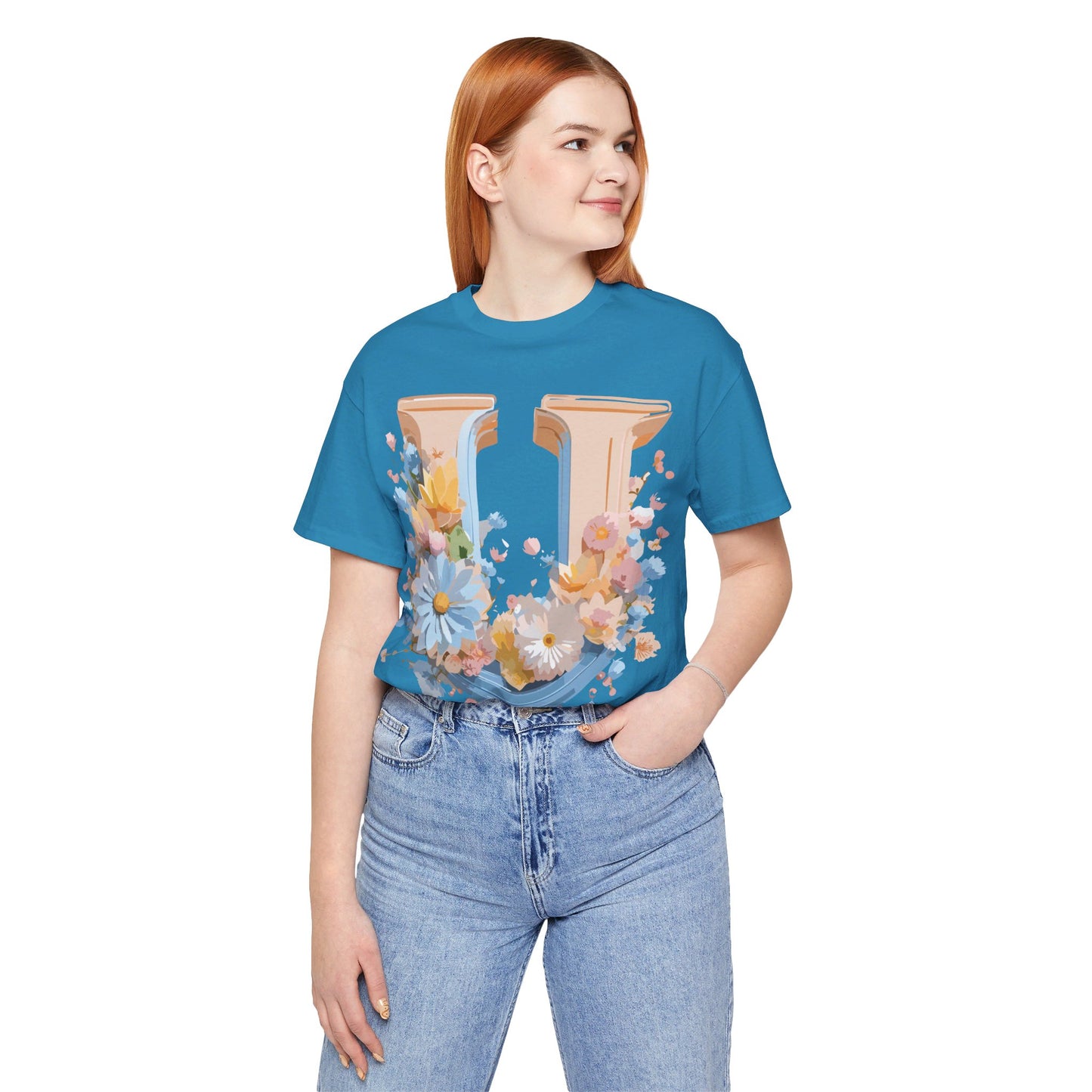 Natural Cotton Tee Shirt - Letters Collection - U Printify