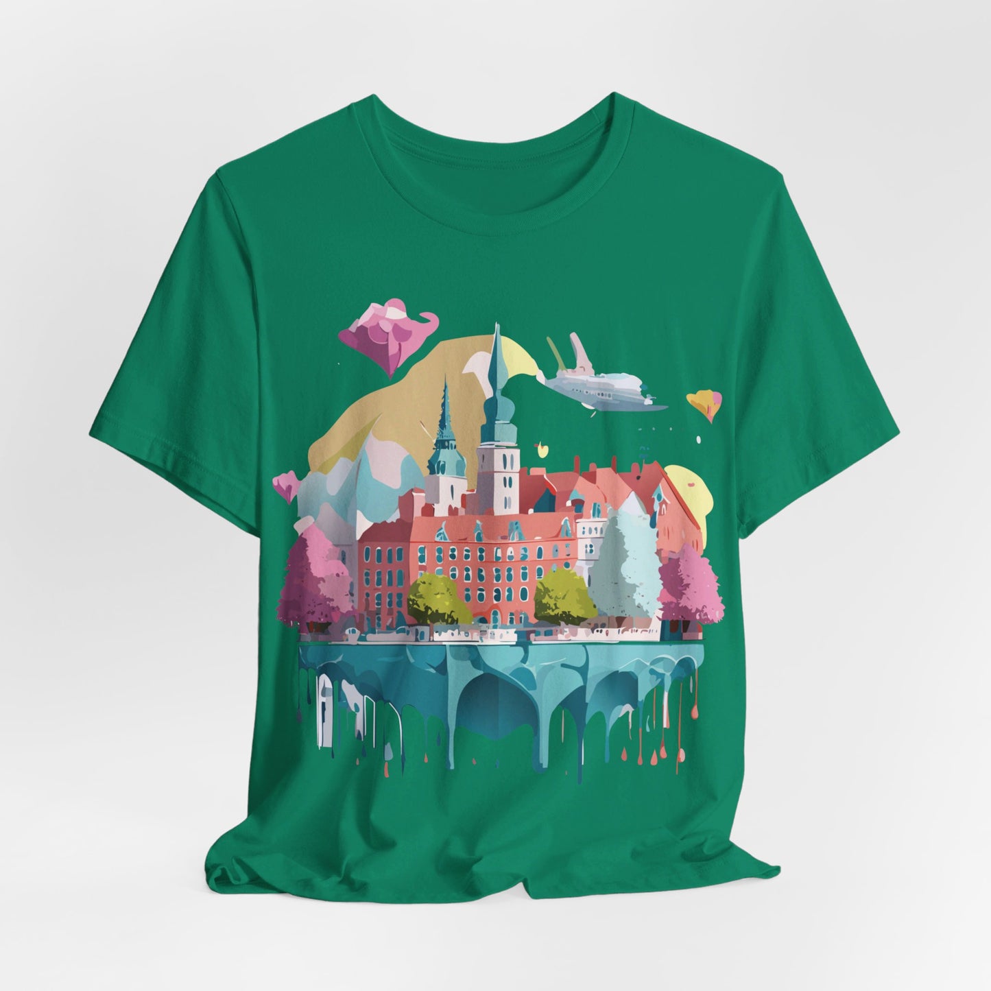 Natural Cotton Tee Shirt - Beautiful Places Collection - Warnemünde and Rostock - Germany Printify