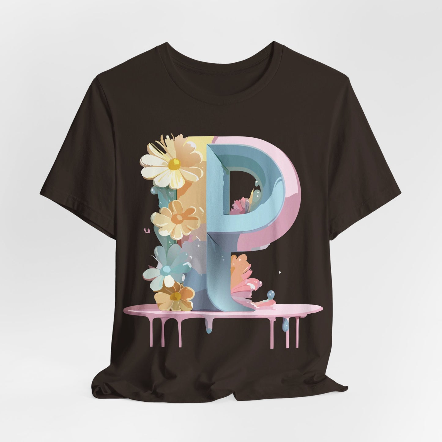 Natural Cotton Tee Shirt - Letters Collection - P Printify