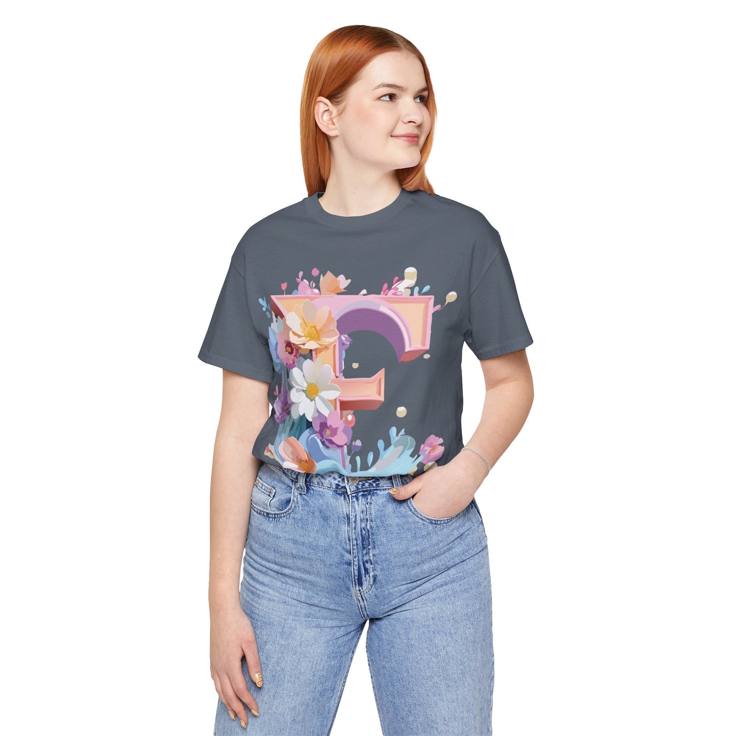 Natural Cotton Tee Shirt - Letters Collection - E Printify