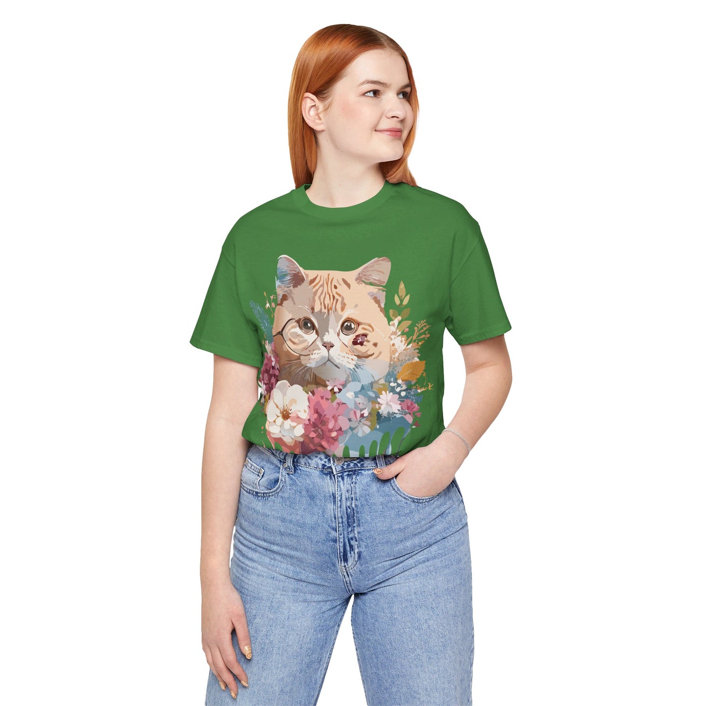 Natural Cotton Tee Shirt with Cat Printify