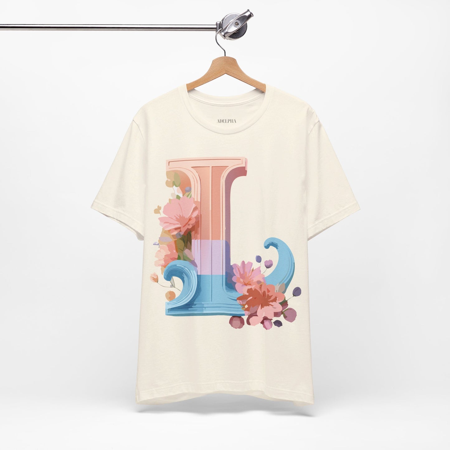 Natural Cotton Tee Shirt - Letters Collection - L Printify