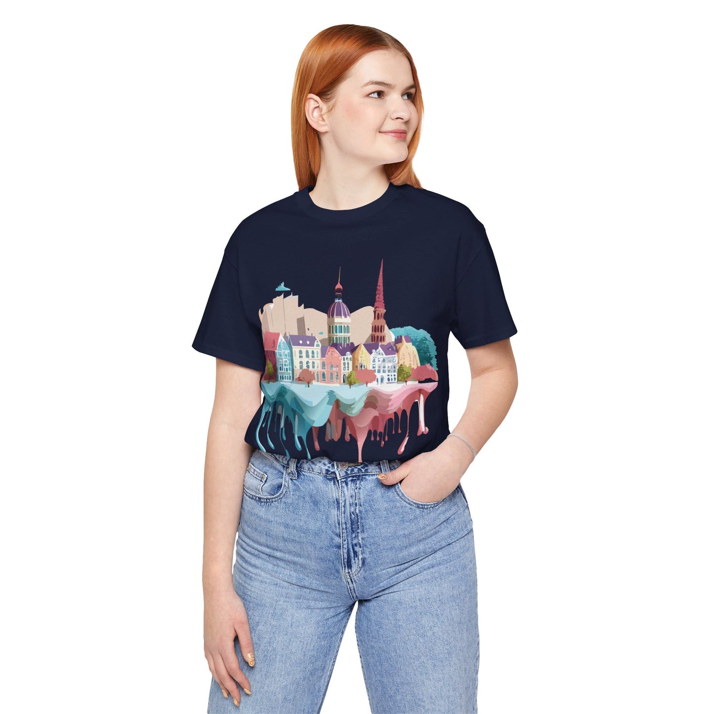 Natural Cotton Tee Shirt - Beautiful Places Collection - Warnemünde and Rostock - Germany Printify