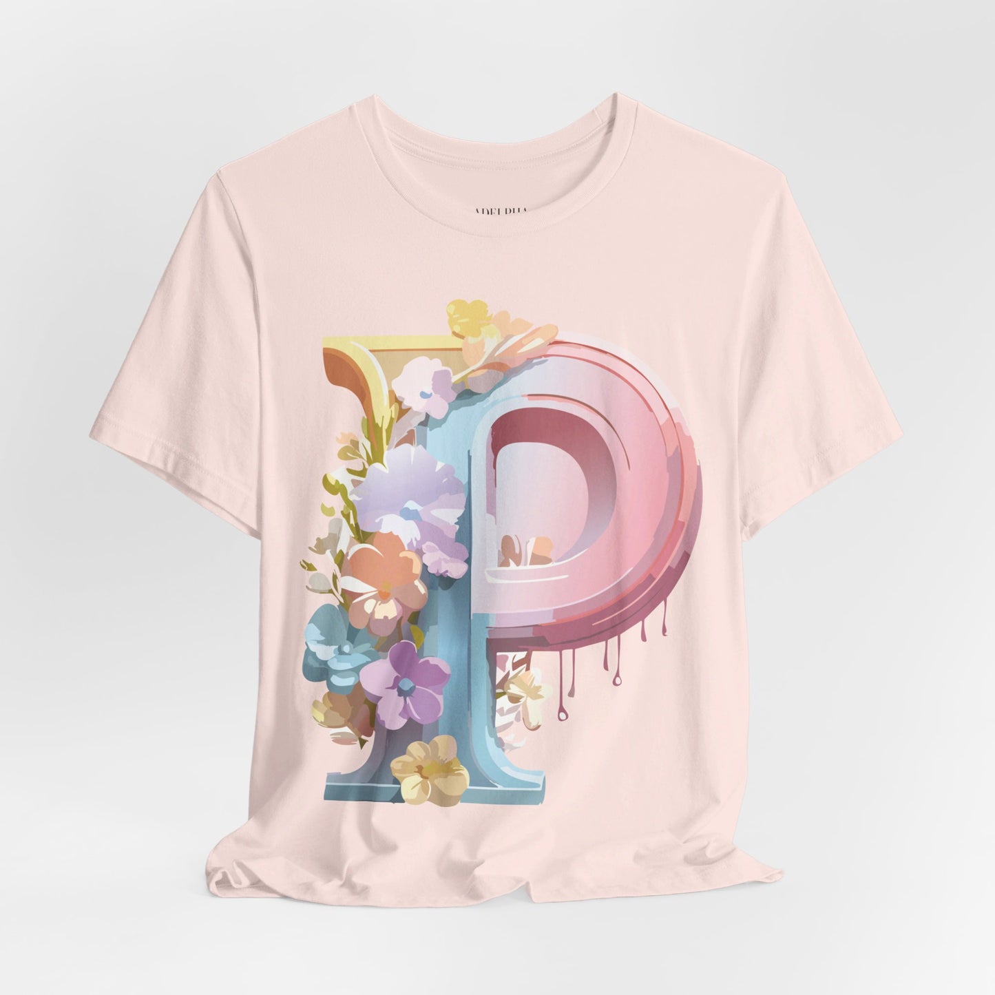 Natural Cotton Tee Shirt - Letters Collection - P Printify