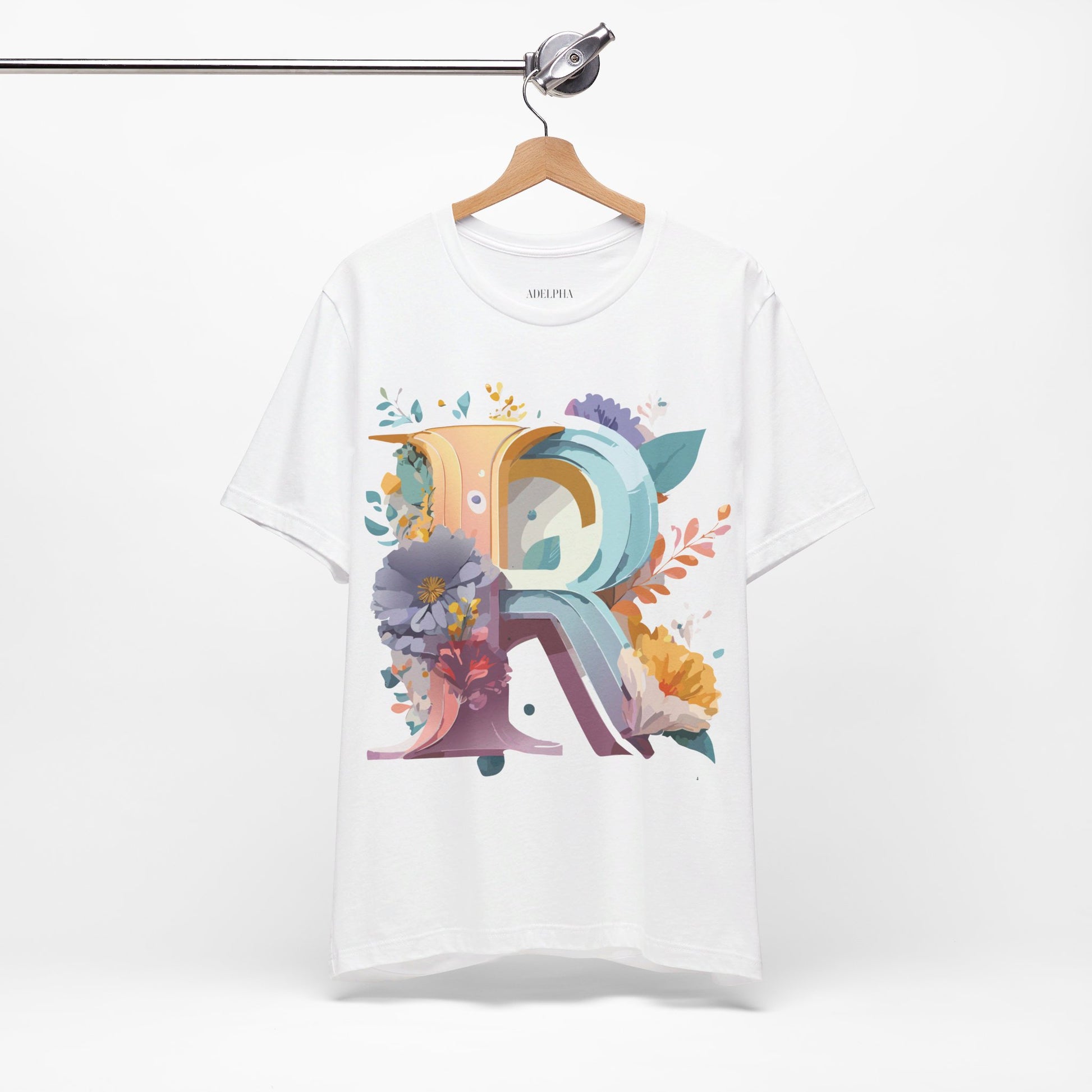 Natural Cotton Tee Shirt - Letters Collection - R Printify